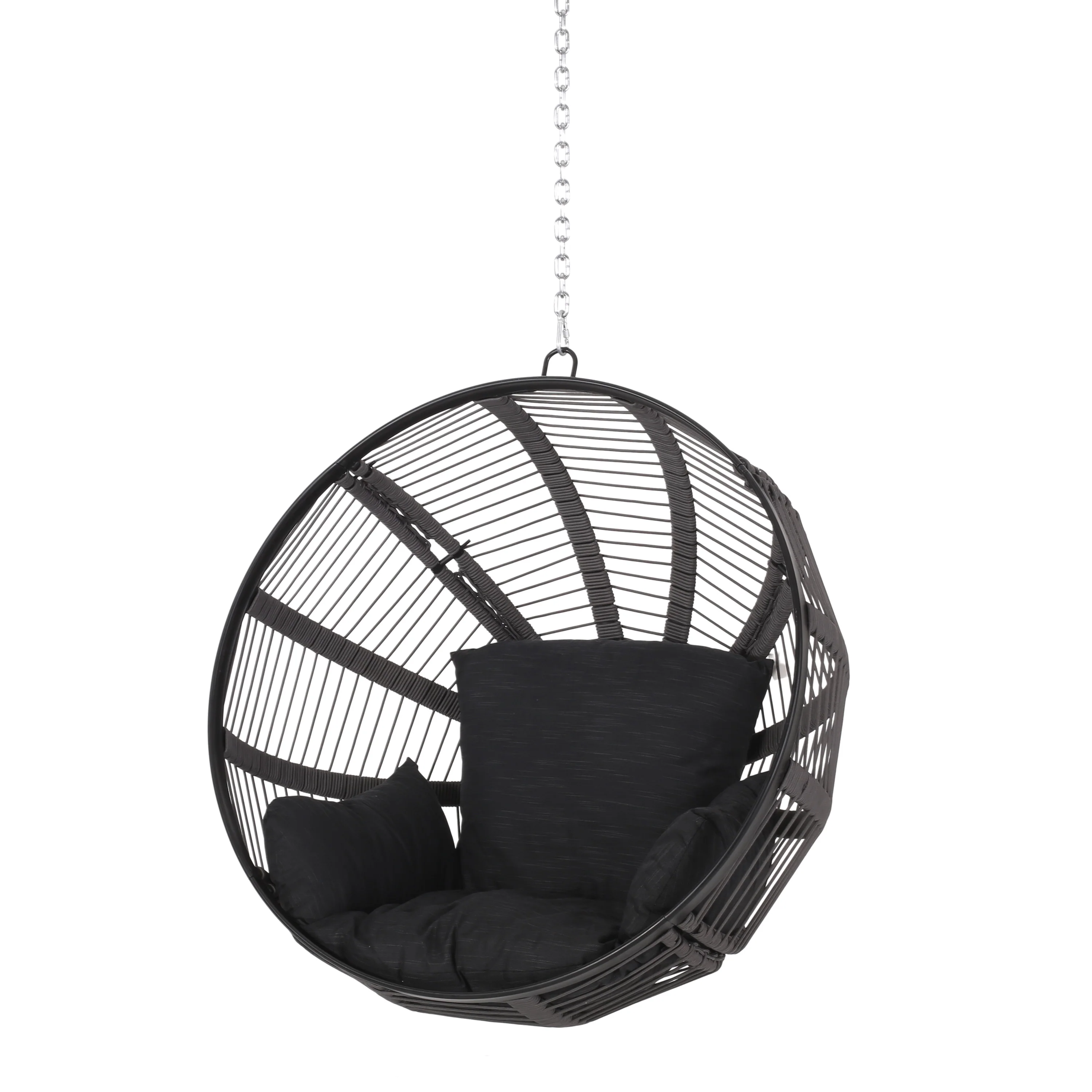 Ansonia Outdoor Rope Weave Hanging Chair with Stand - furnishings