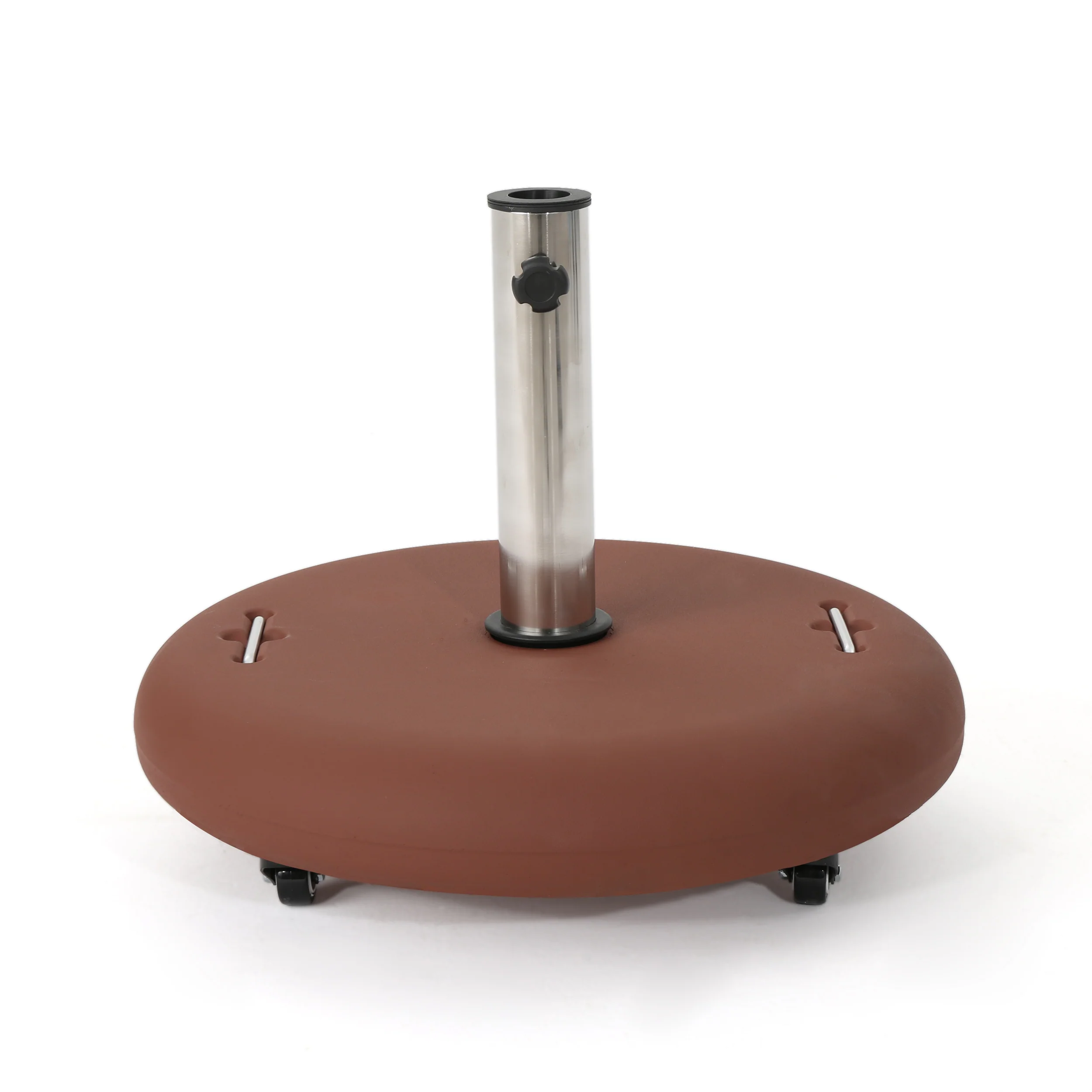 Louise Outdoor Concrete Circular 80lb Umbrella Base with Steel Umbrella Holder - furnishings