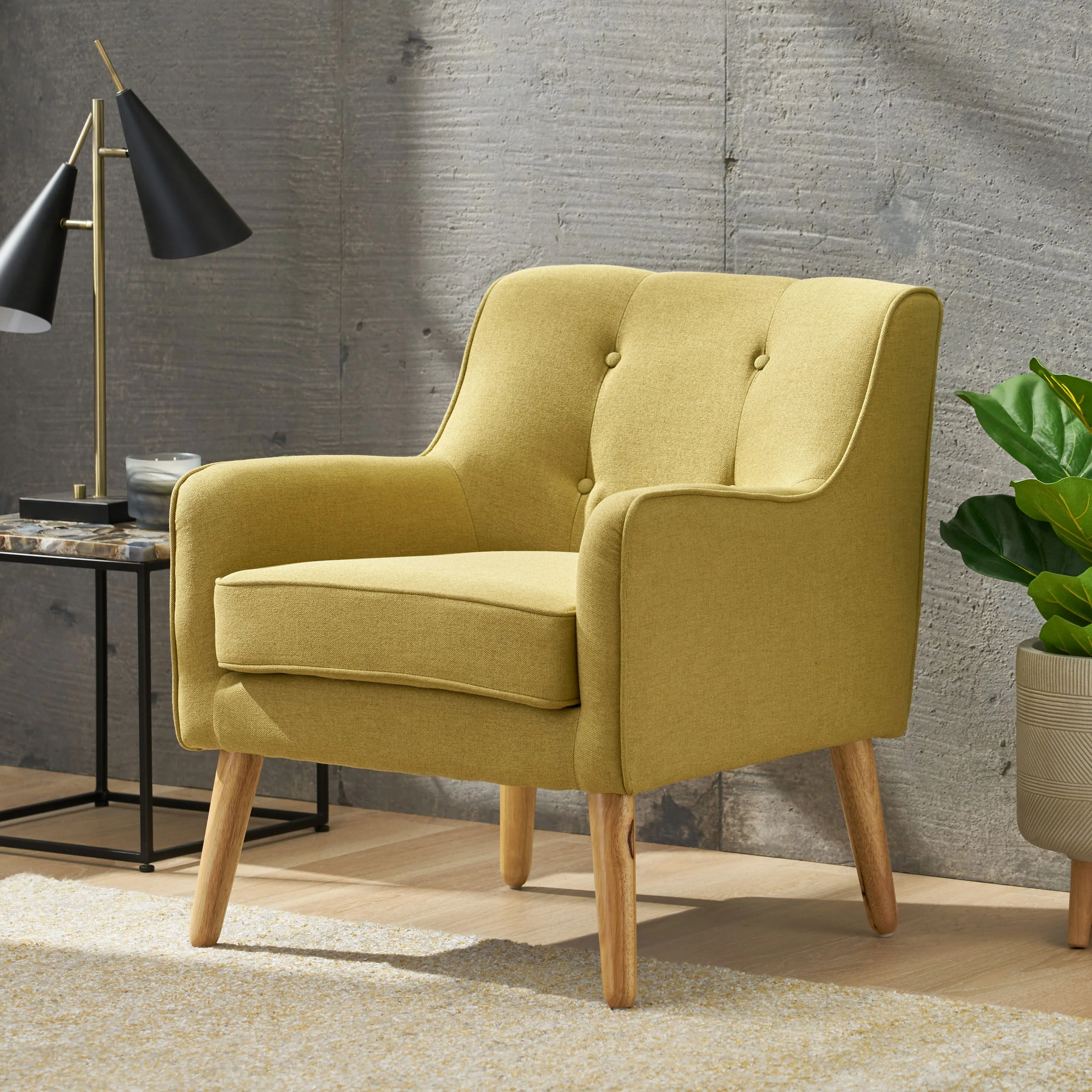 Fontinella Mid Century Tufted Back Fabric Arm Chair - furnishings