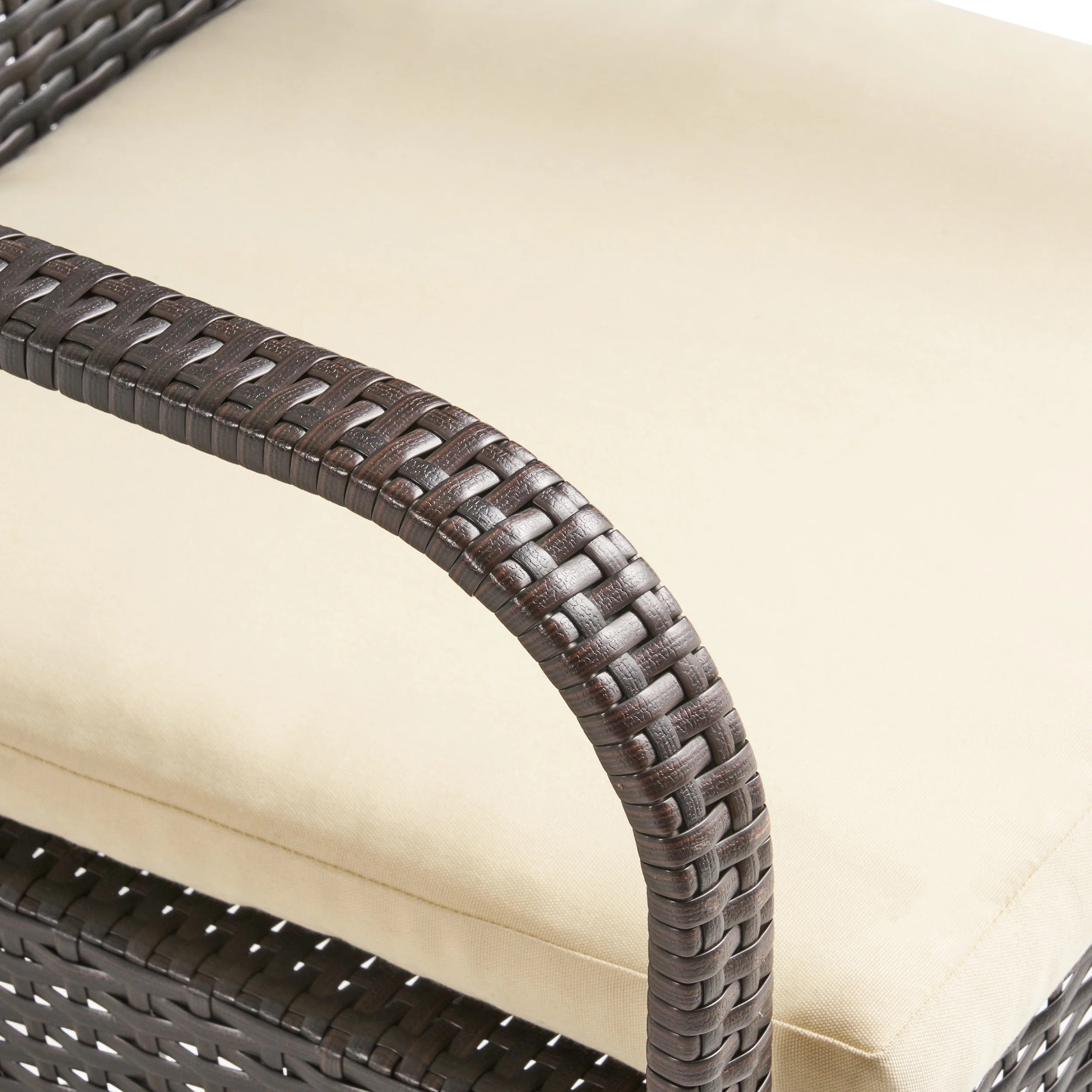 Quintina Outdoor 6-Seater Rectangular Acacia Wood and Wicker Dining Set, Teak with Black and Brown with Cream - furnishings