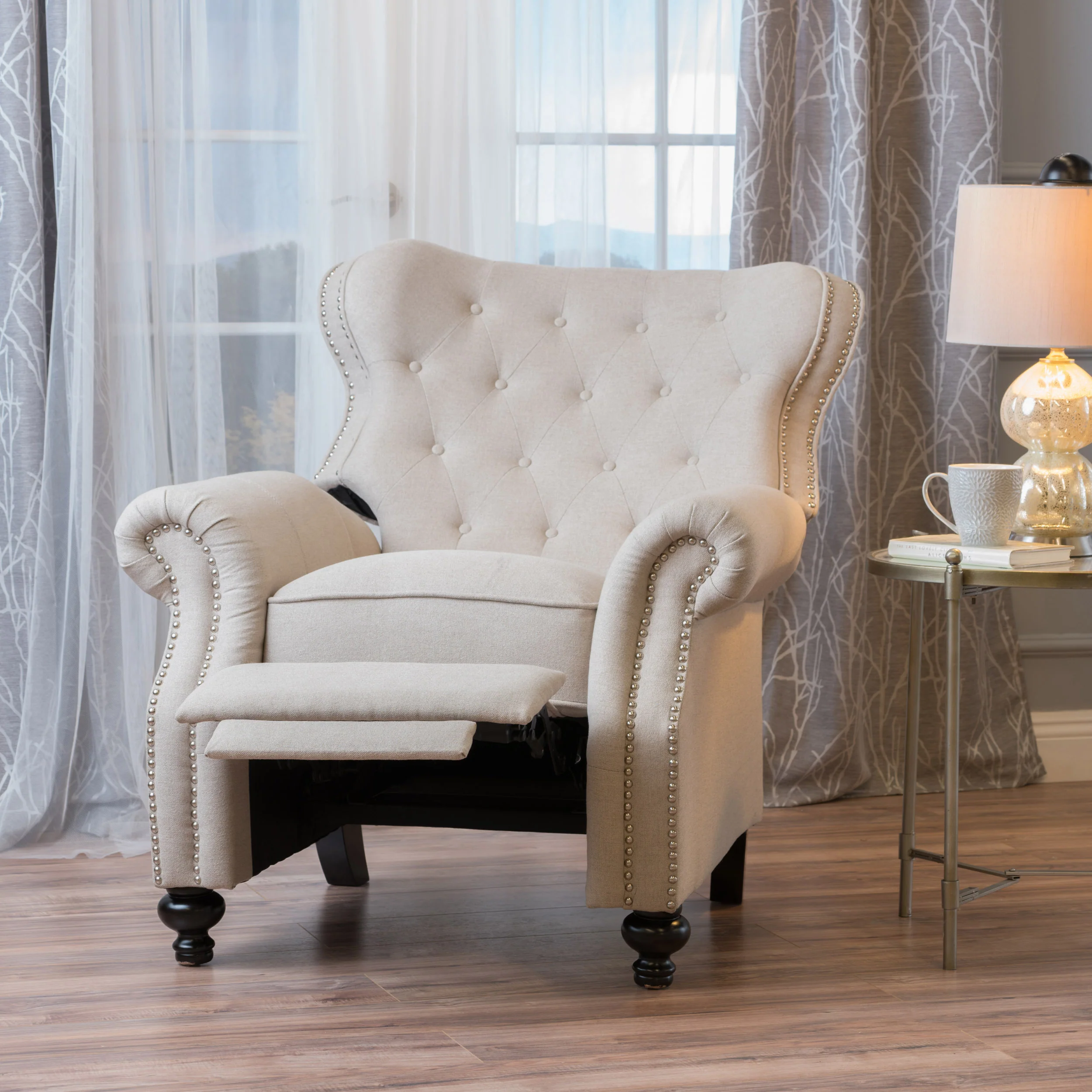 Waldo Tufted Back Studded Accent Recliner Armchair - furnishings