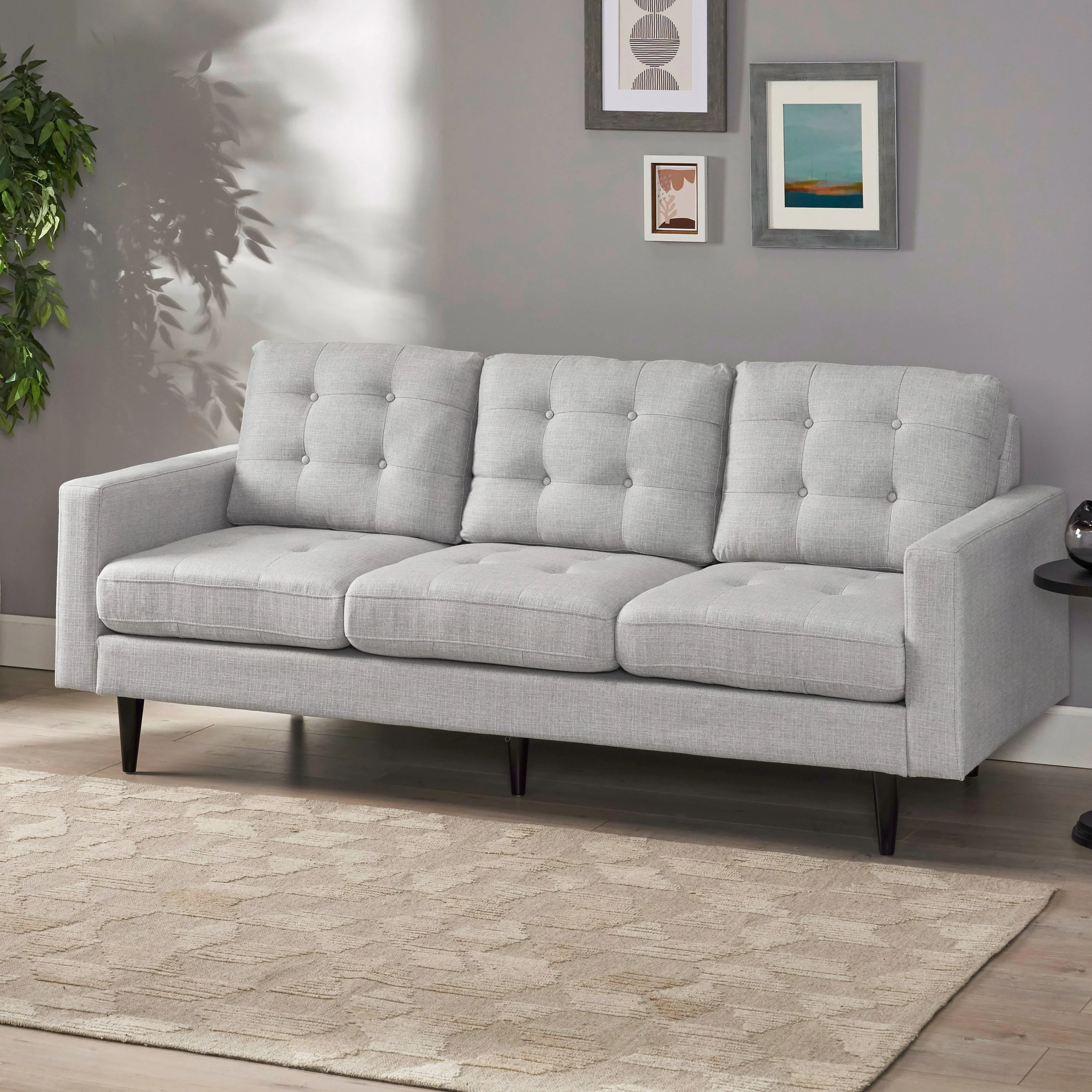 Ayumi Contemporary Tufted Fabric 3 Seater Sofa - furnishings