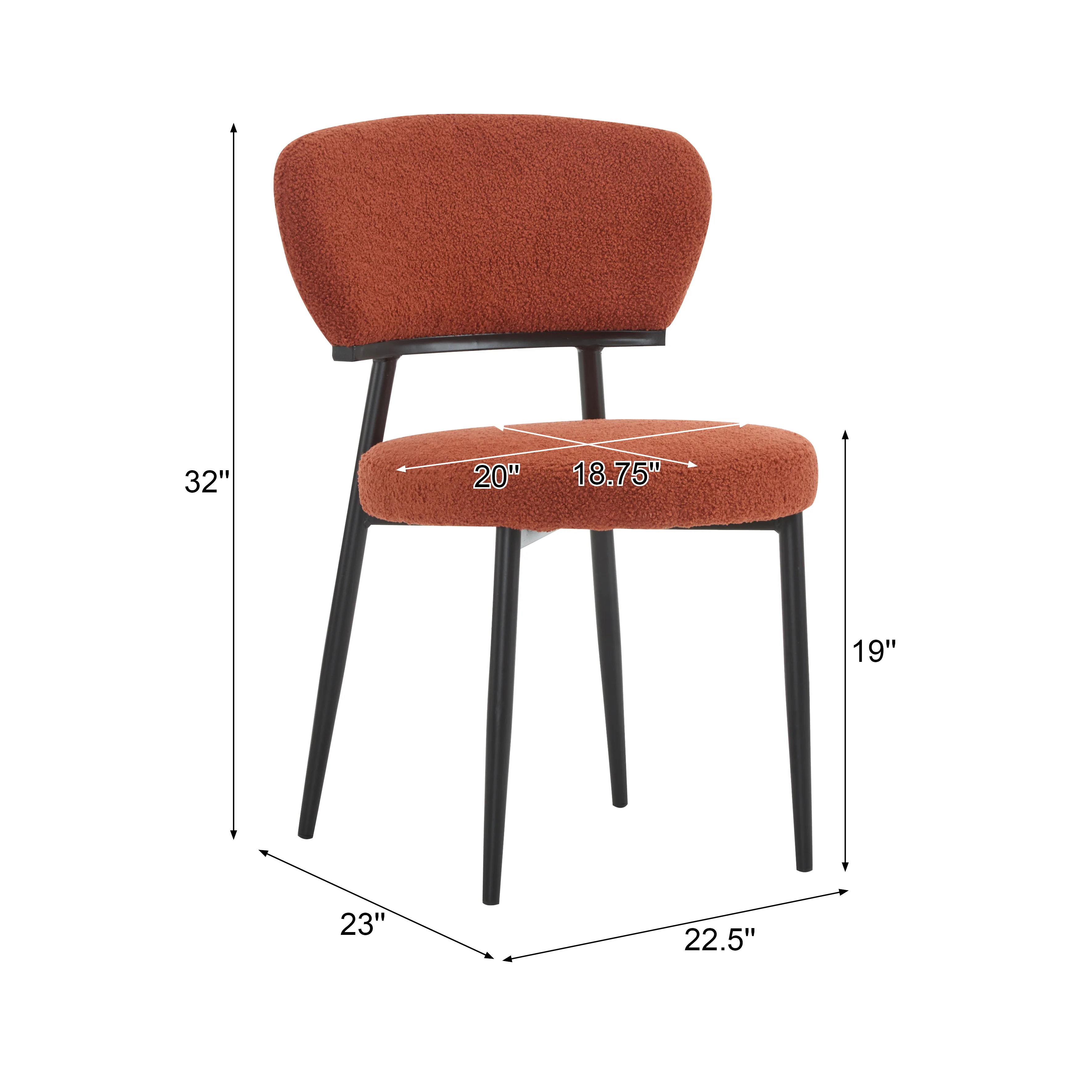 Leandera Modern Upholstered Dining Chairs, Metal Frame, Set of 2 - furnishings