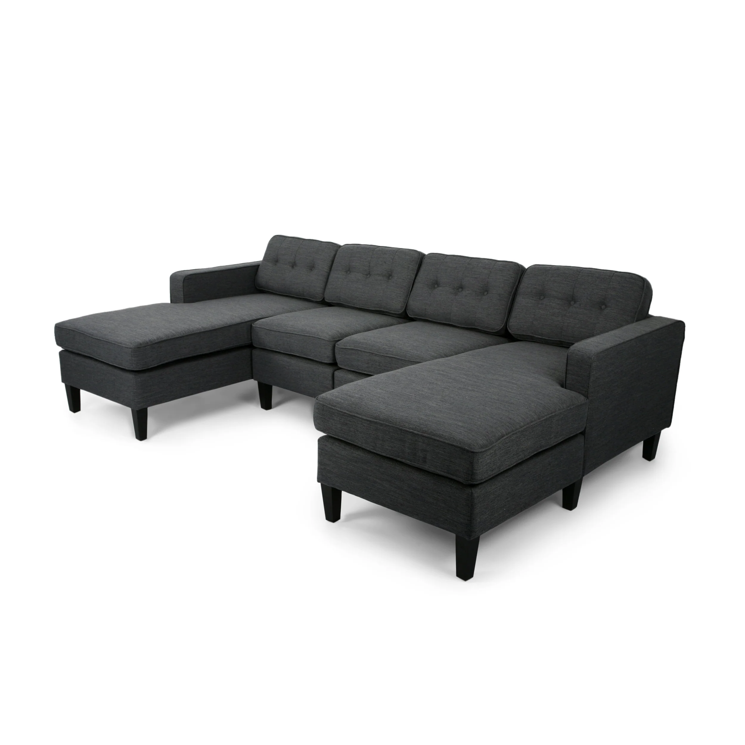 Grace Contemporary Fabric Chaise Sectional with Button Accents - furnishings