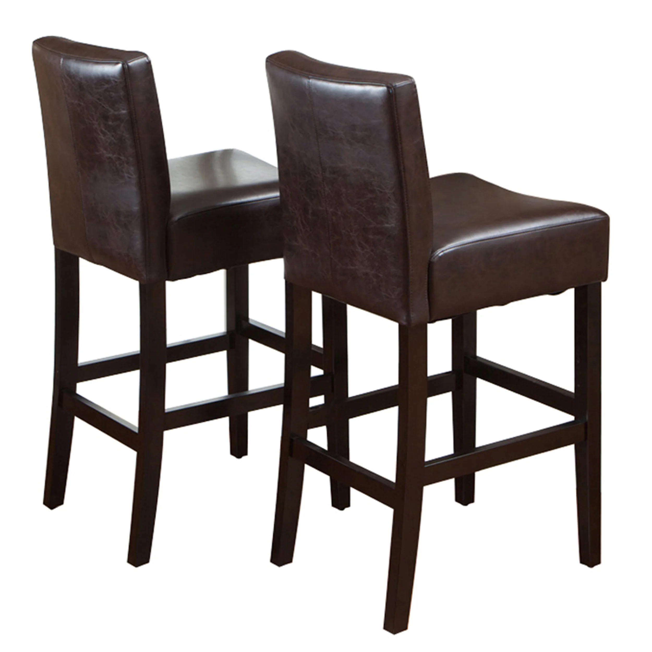 Lowry Contemporary Upholstered Ivory Bonded Leather Backed Barstools (Set of 2) - furnishings