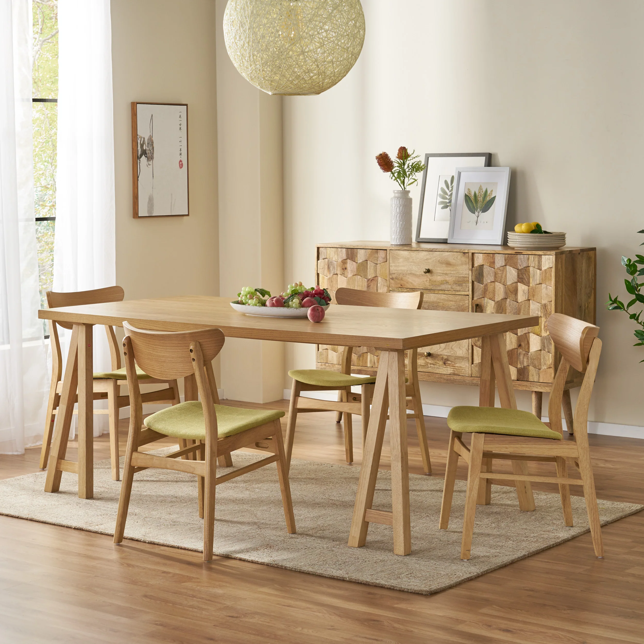 Camilla Mid-Century Modern 5 Piece Dining Set with A-Frame Table - furnishings