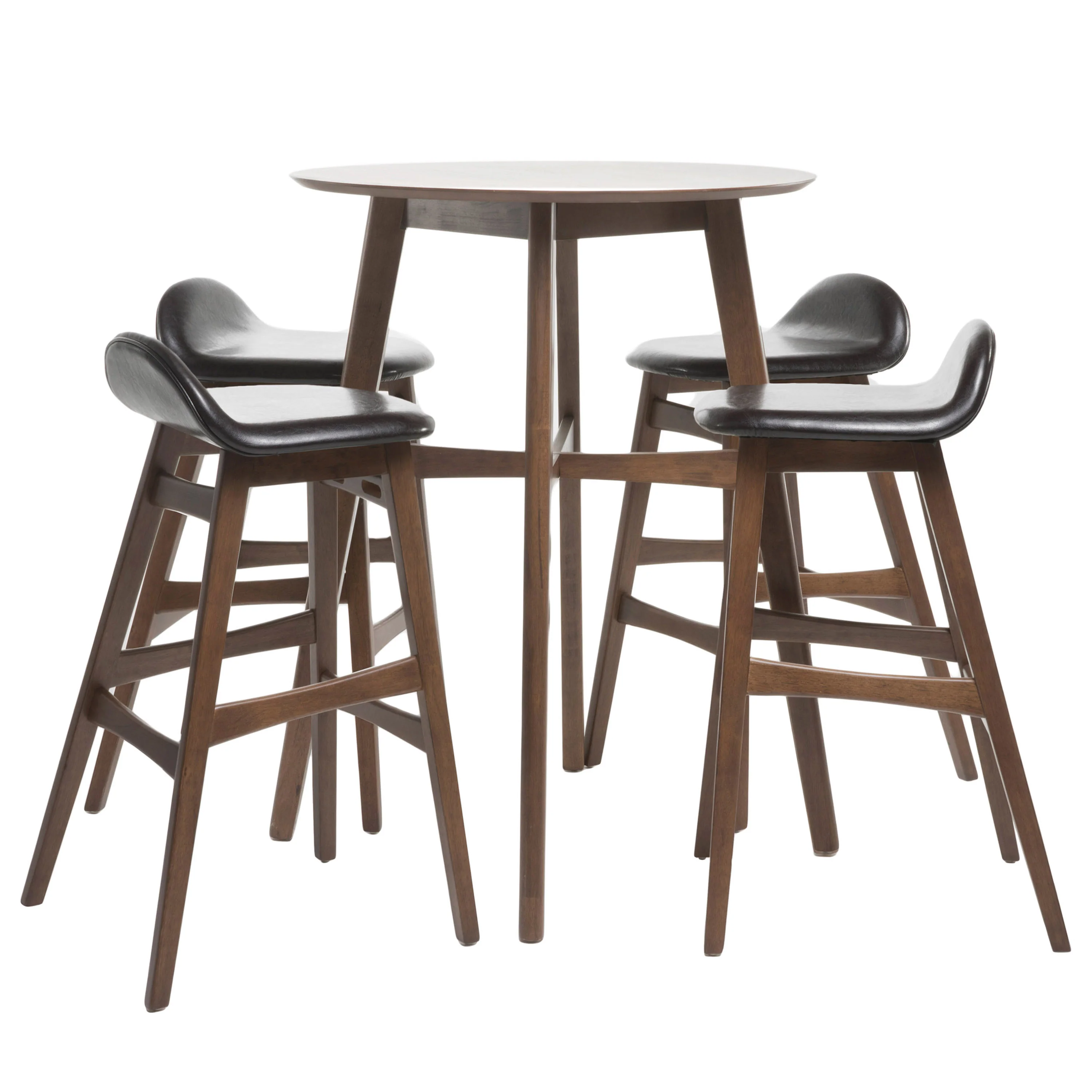 Margaret Wood Finish Circular 5 Piece Bar Height Dining Set - furnishings