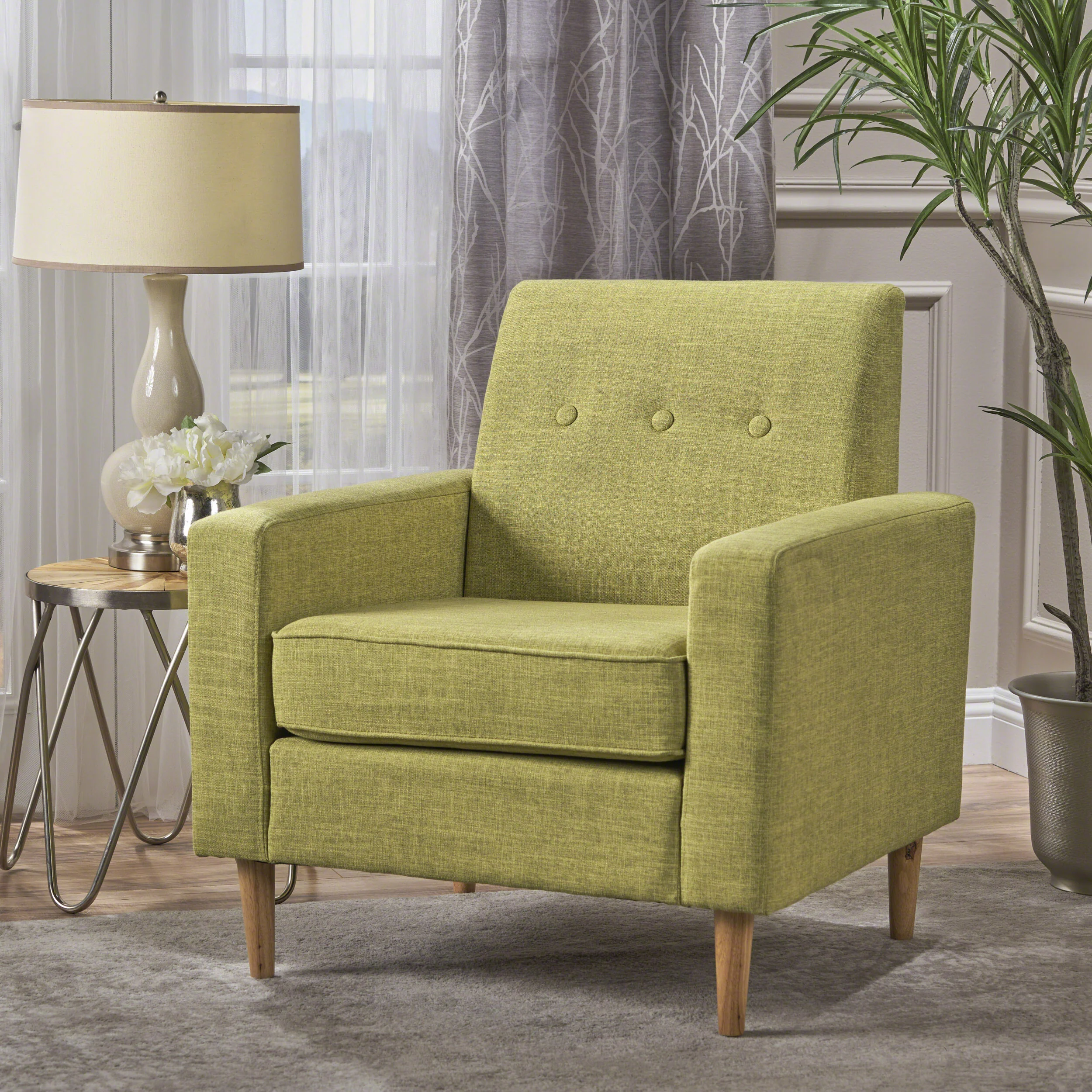 Stratford Mid Century Modern Fabric Club Chair - furnishings