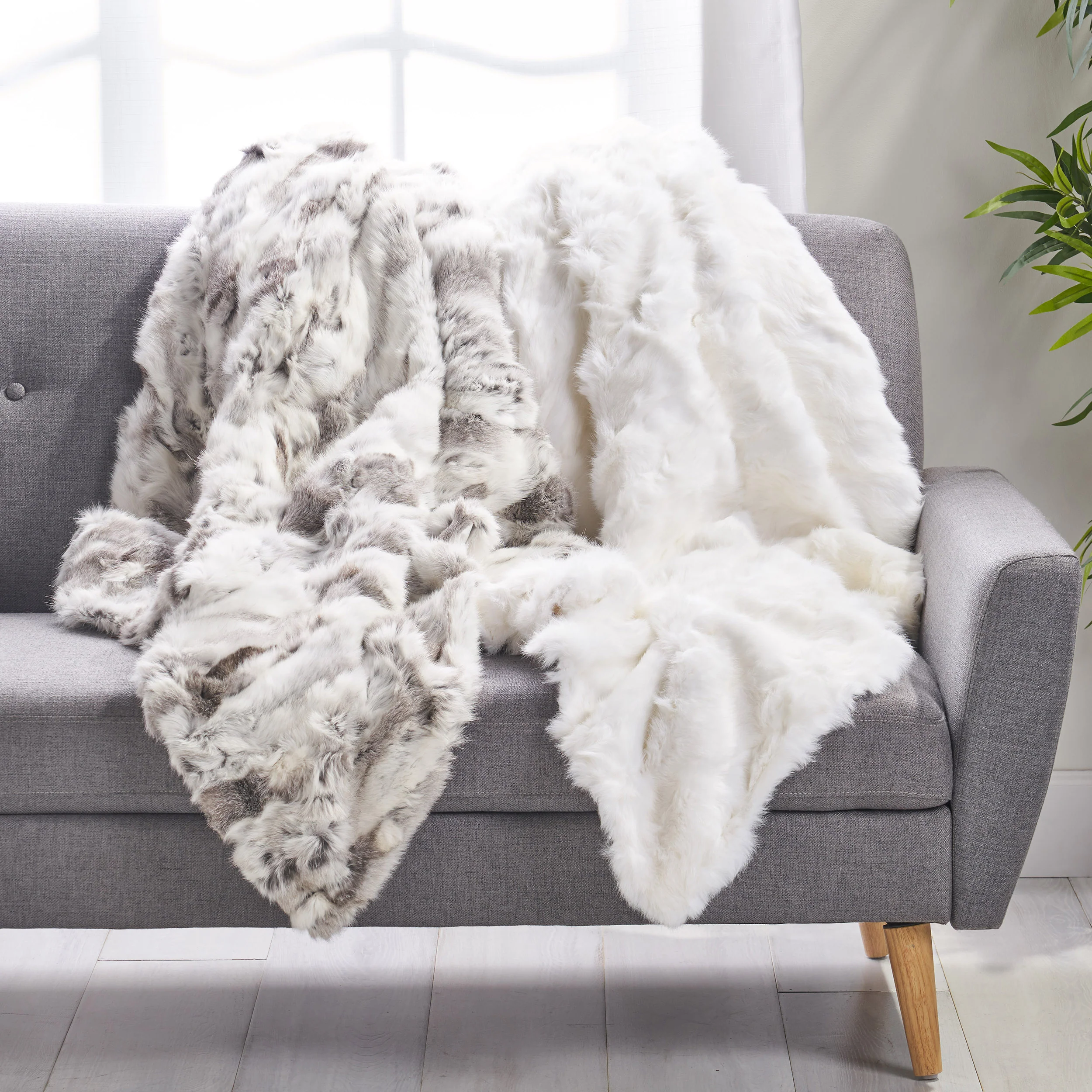Lauren Glam Fur Throw Blanket - furnishings