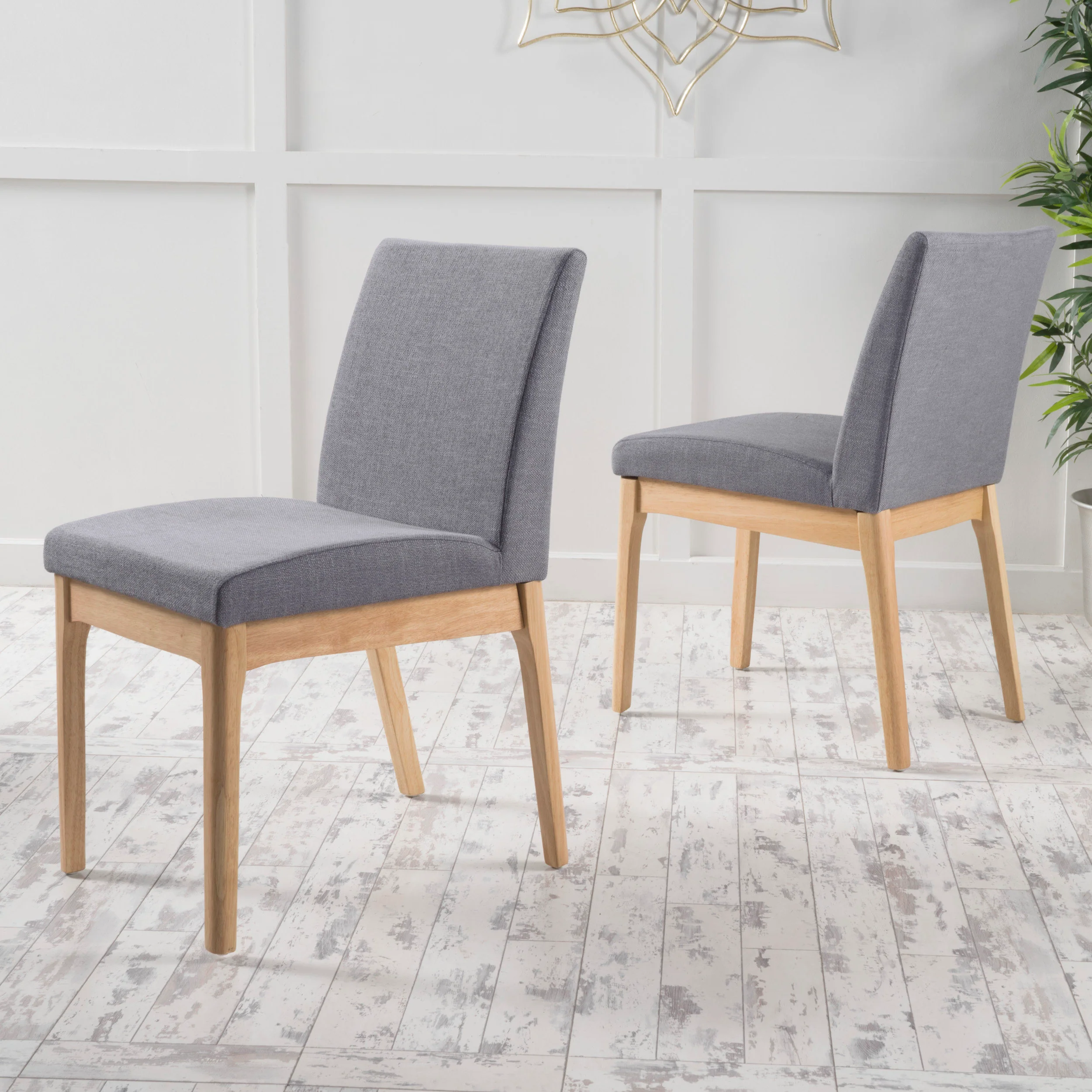 Leona Fabric & Wood Finish Dining Chair (Set of 2) - furnishings