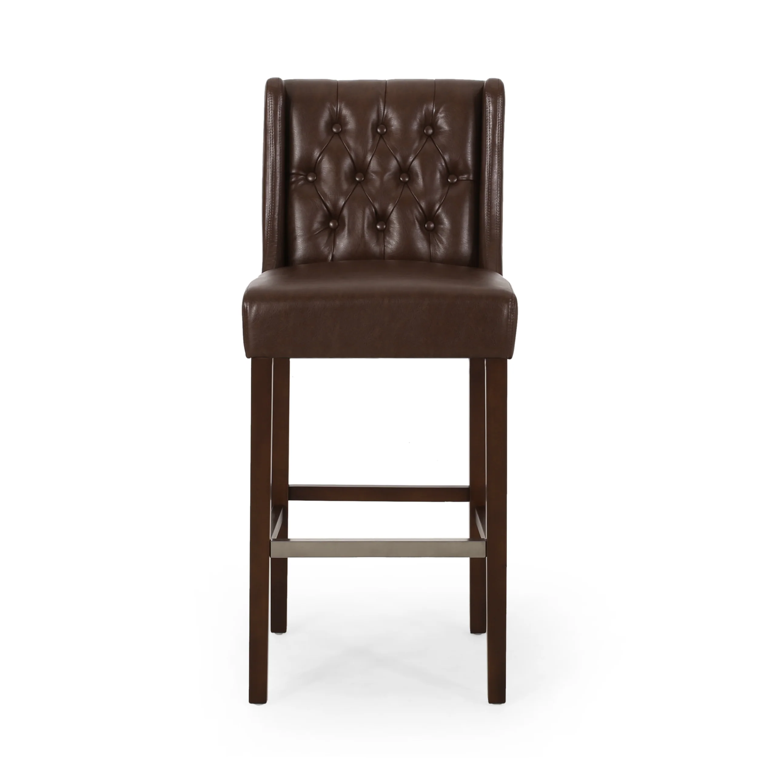 Leeandre Contemporary Wingback Faux Leather Barstools (Set of 2) - furnishings