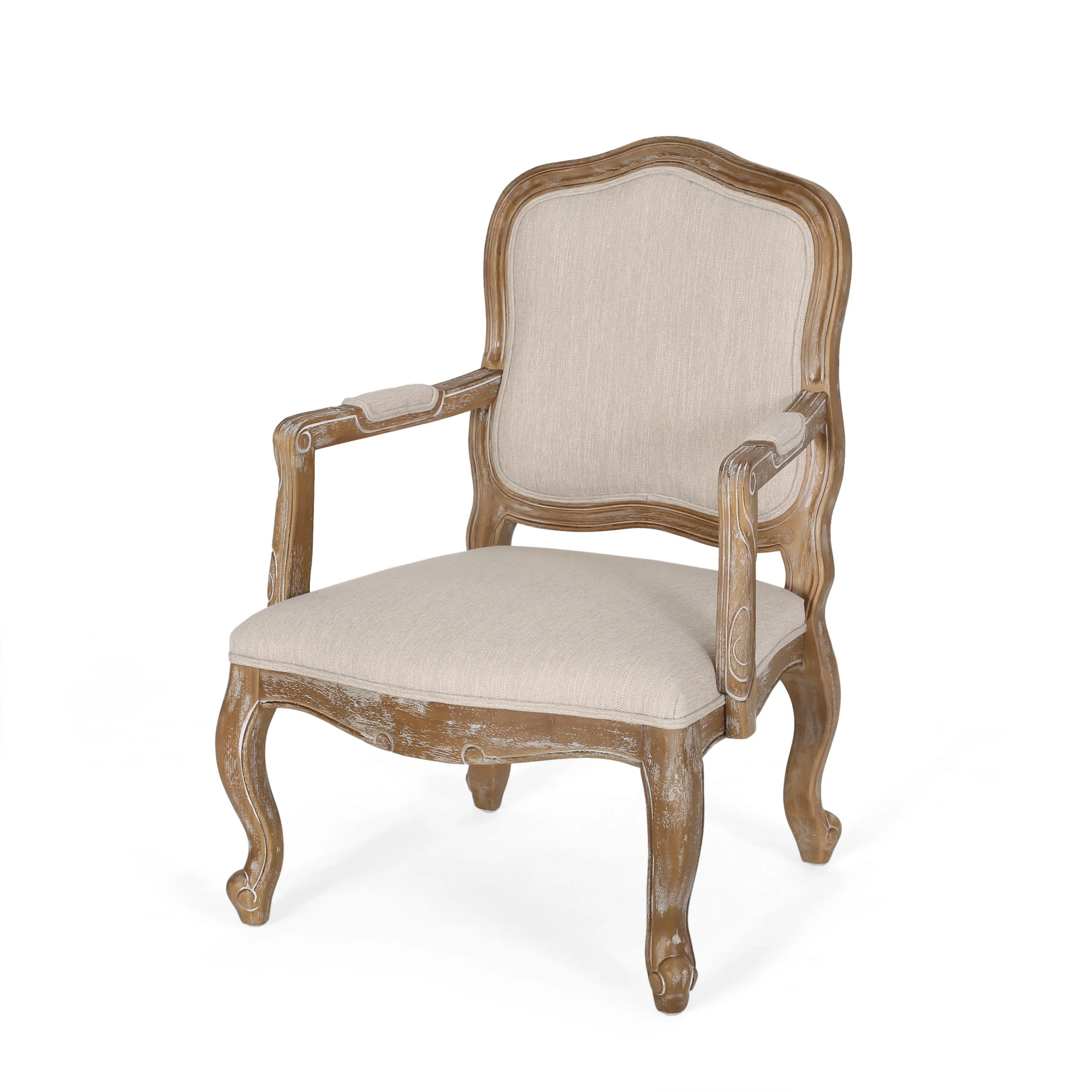 Stene French Country Wood Upholstered Dining Armchair - furnishings