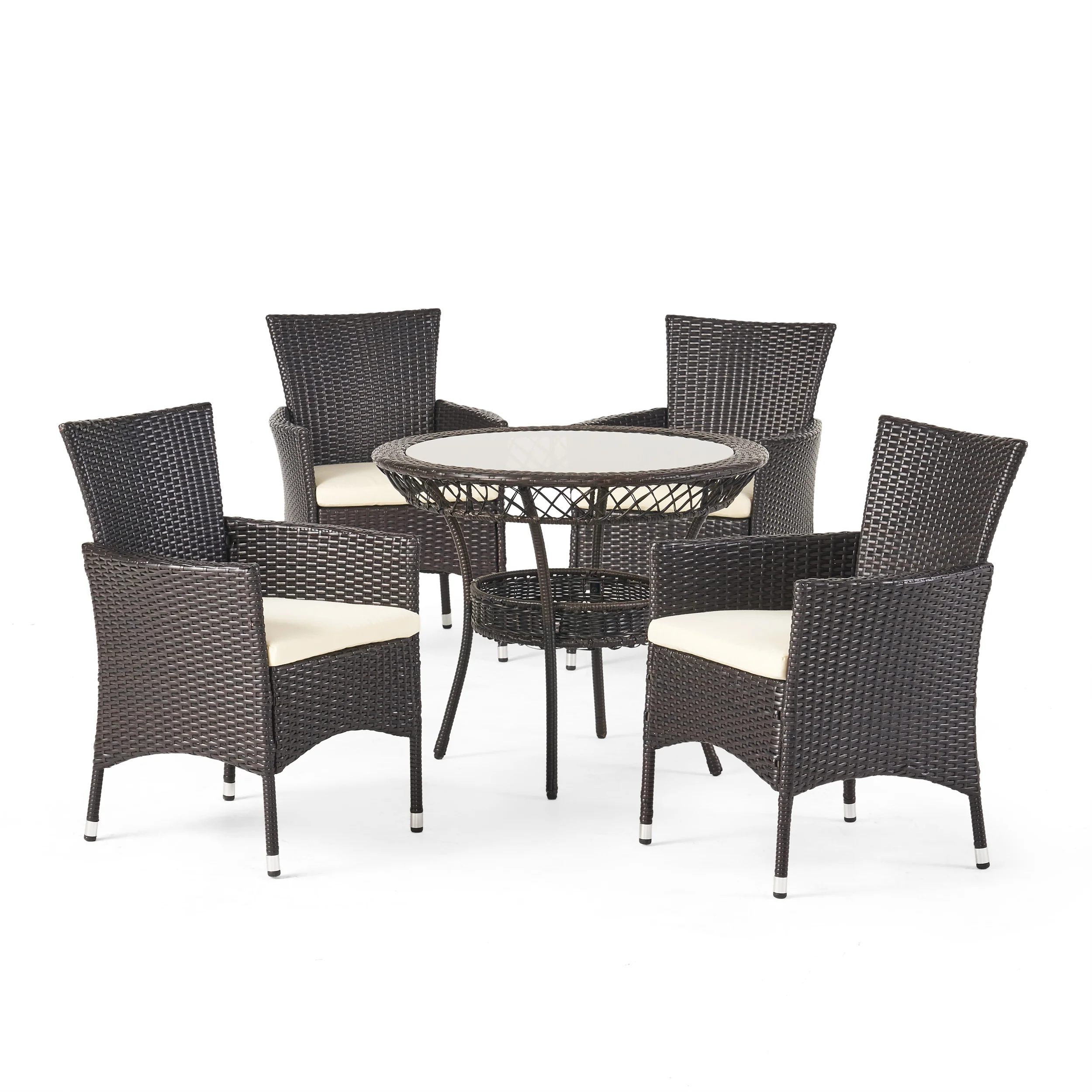 Clementine Outdoor Multibrown Wicker 5pc Dining Set - furnishings