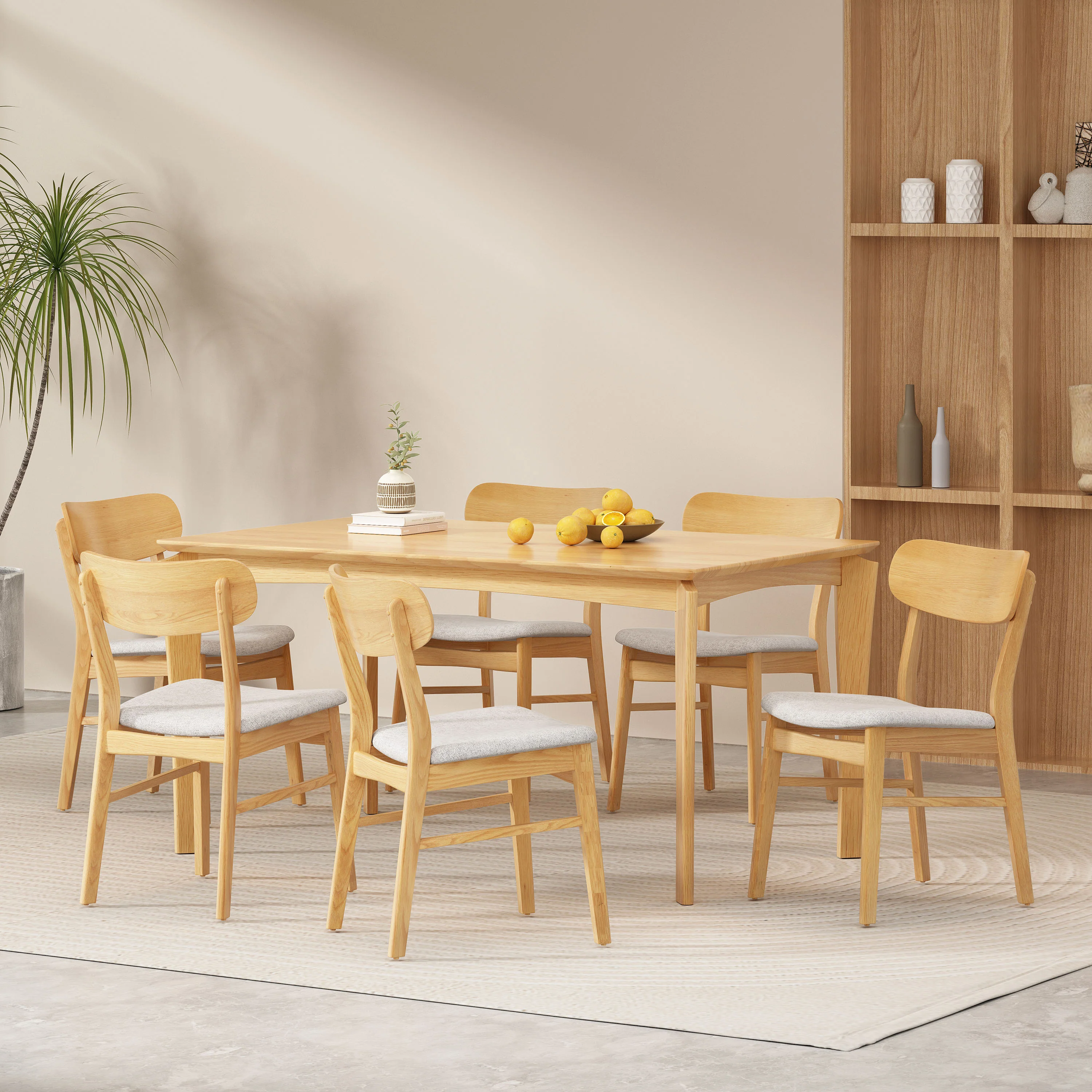 Carmody Wood and Fabric 7 Piece Dining Set - furnishings