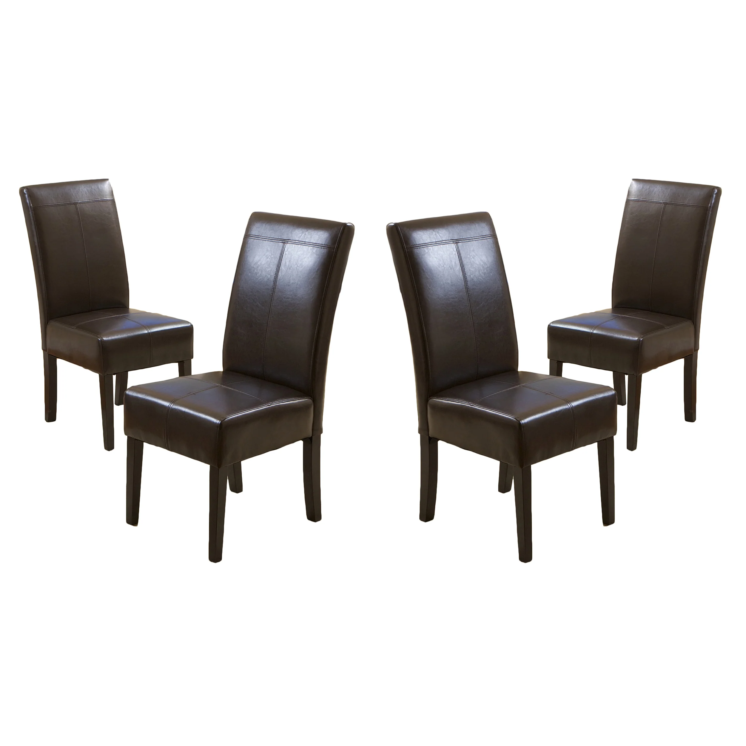 Percival T-stitched Chocolate Brown Leather Dining Chairs - furnishings