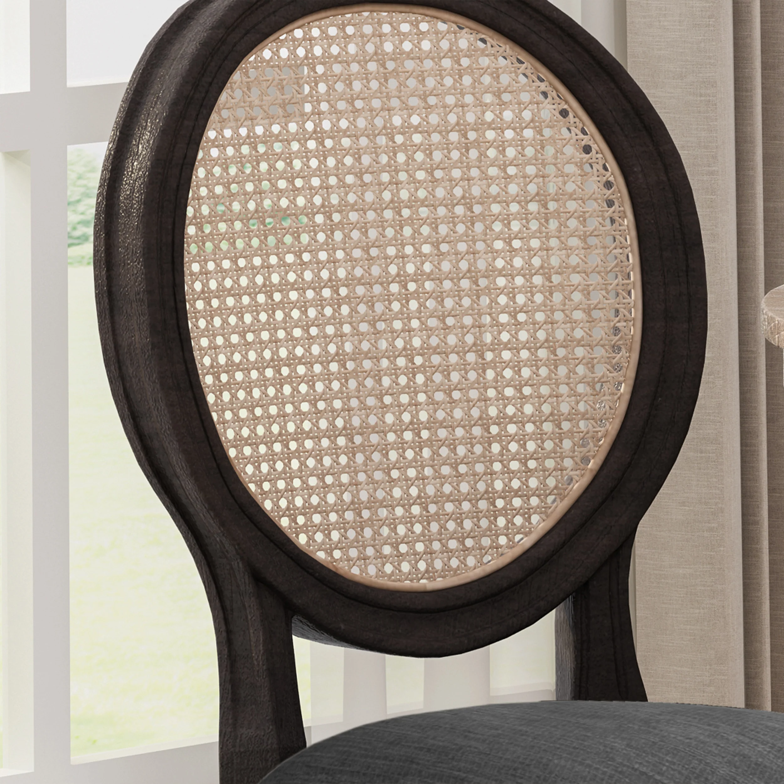 Laney French Style Oval Cane Back Dining Chairs (Set of 2) - furnishings