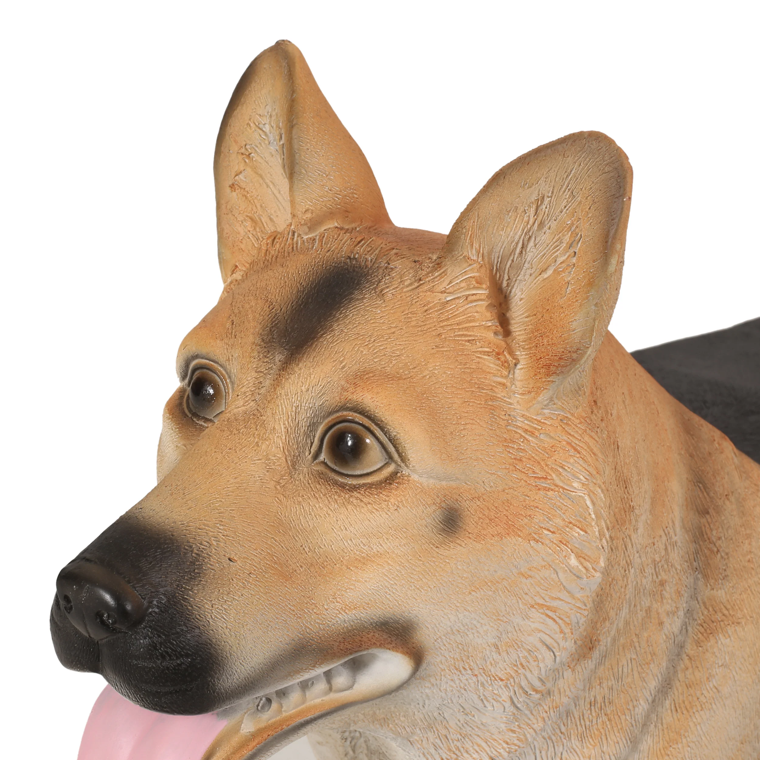 Mantua Outdoor German Shepherd Dog Garden Bench, Brown and Black - furnishings