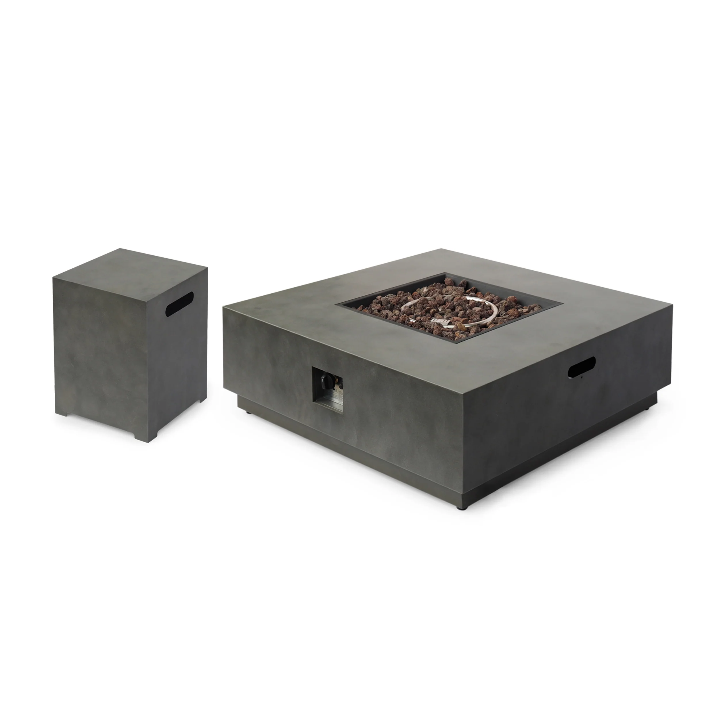 Jasmine Outdoor 40-Inch Square Fire Pit with Tank Holder - furnishings