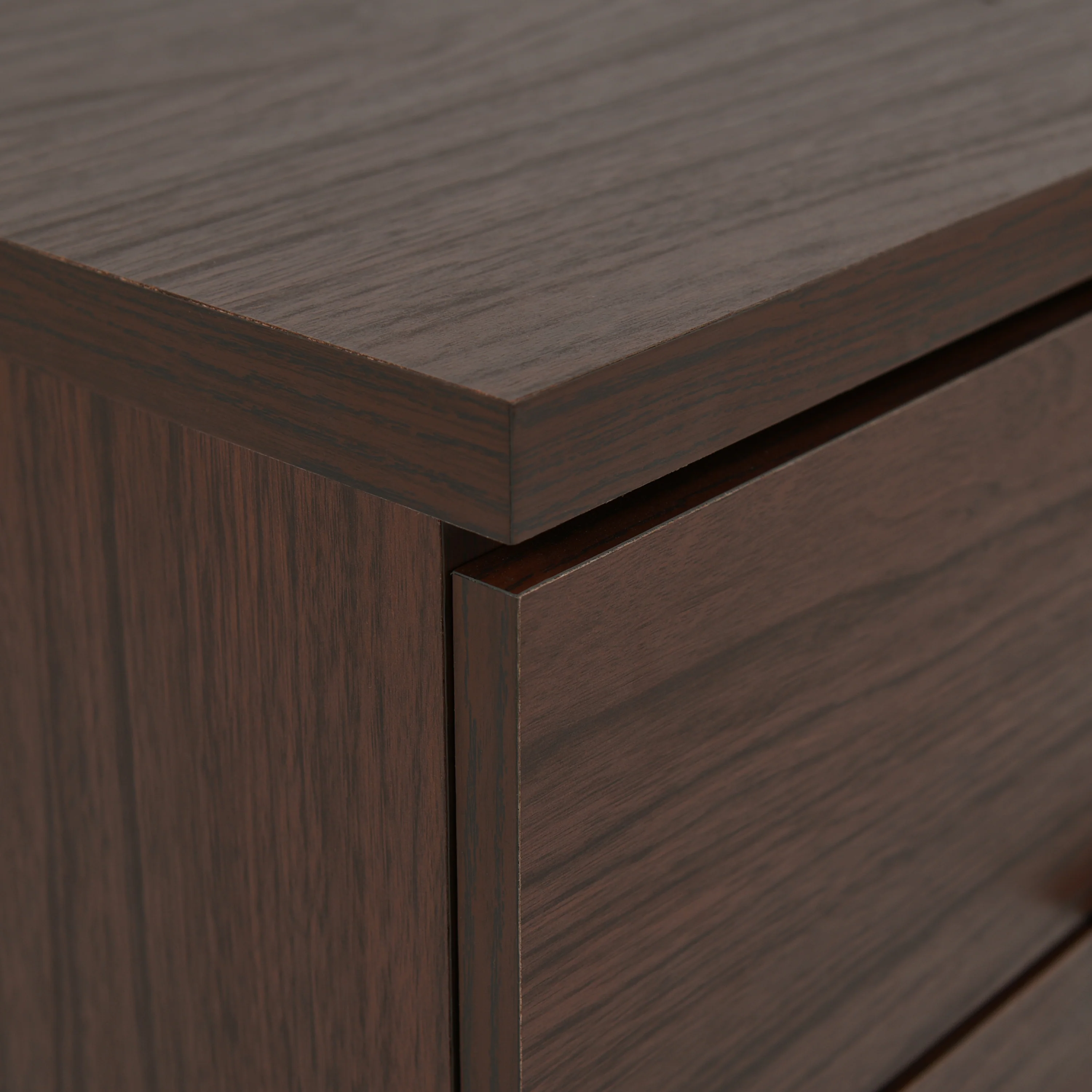 Demijen Modern Industrial 2 Drawer Wide Nightstand, Walnut and Matte Black - furnishings