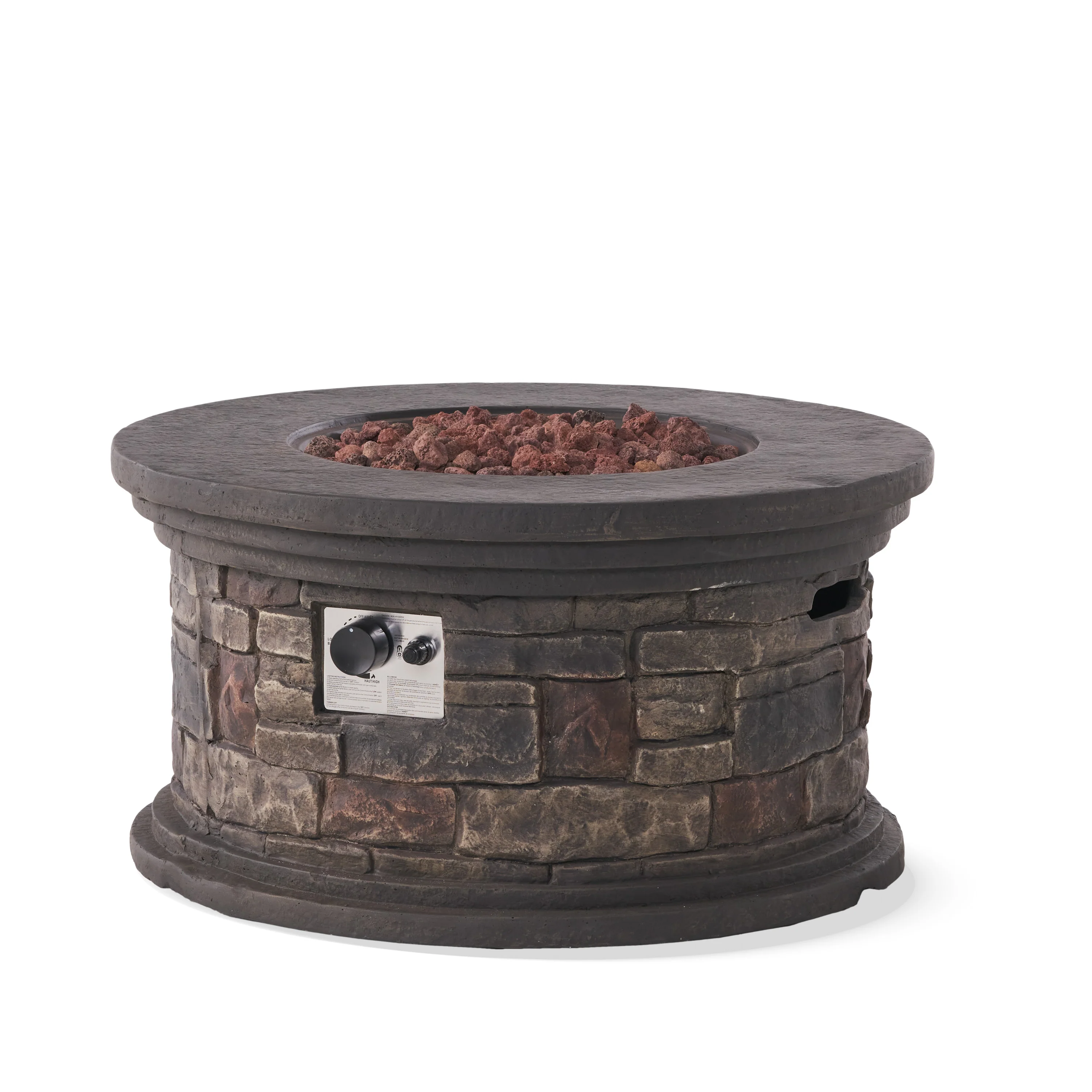 Troy Outdoor 40,000 BTU Lightweight Concrete Circular Fire Pit (No Tank Holder), Stone Finish - furnishings
