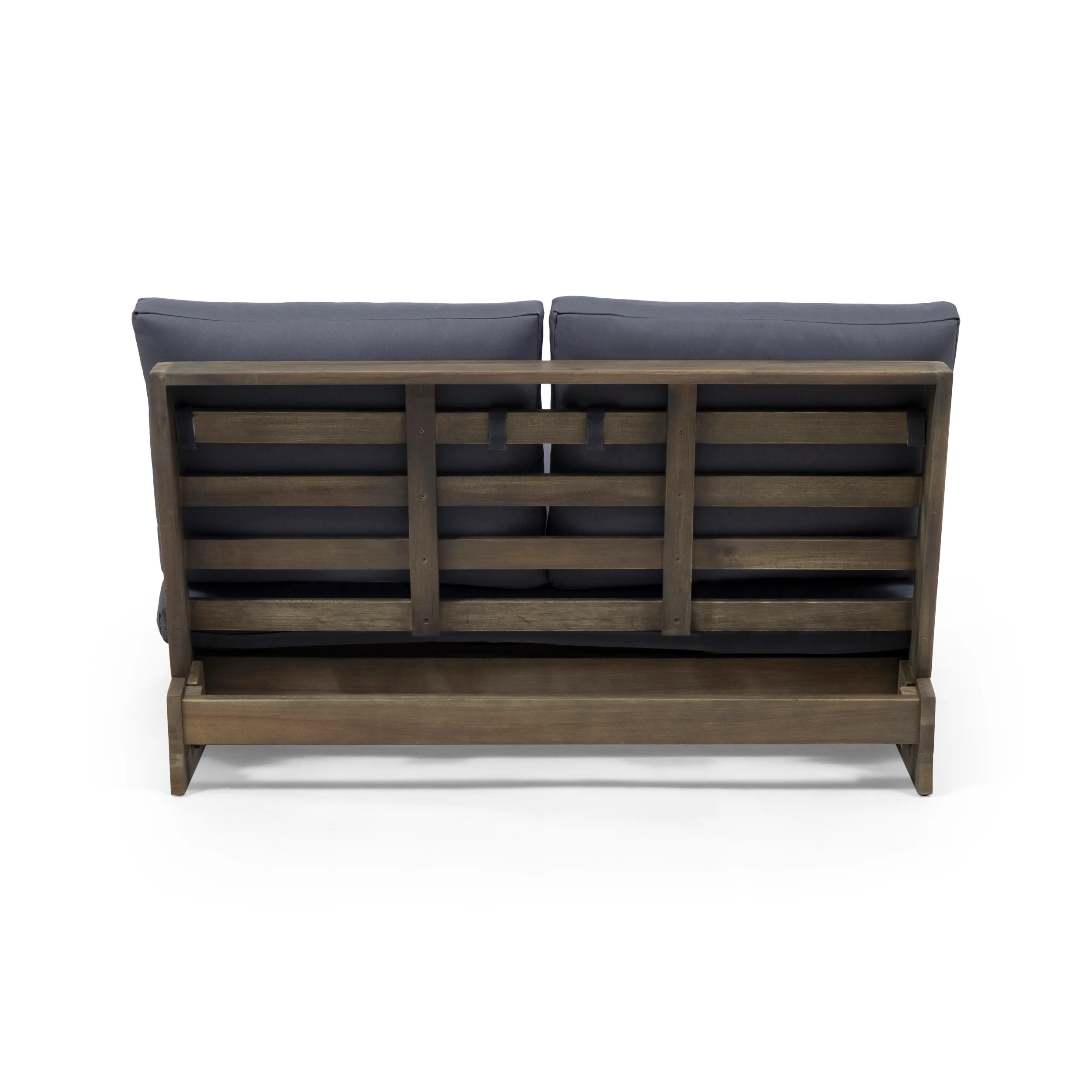 Emma Outdoor Acacia Wood Loveseat with Cushions - furnishings