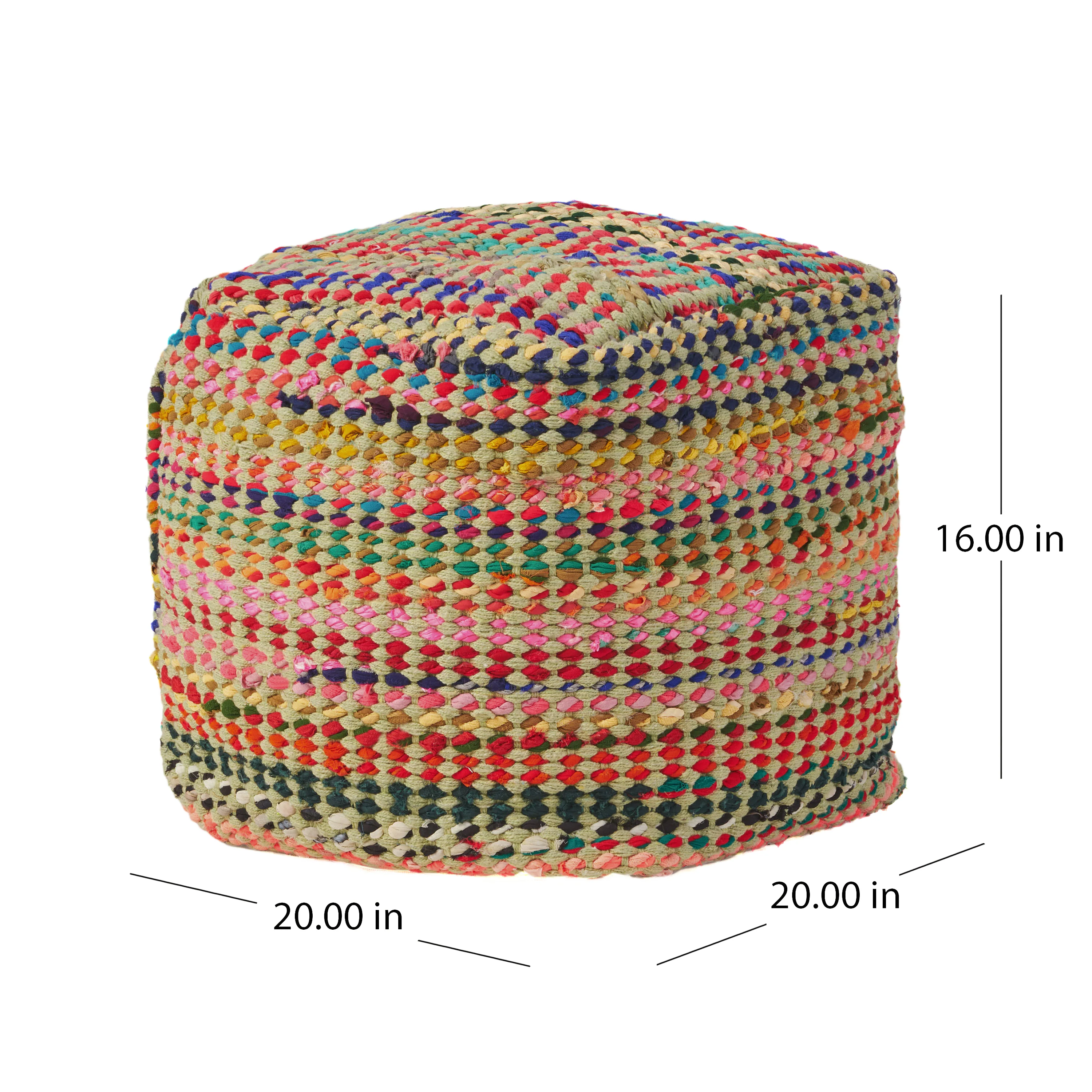 Naholo Handcrafted Boho Fabric Pouf - furnishings