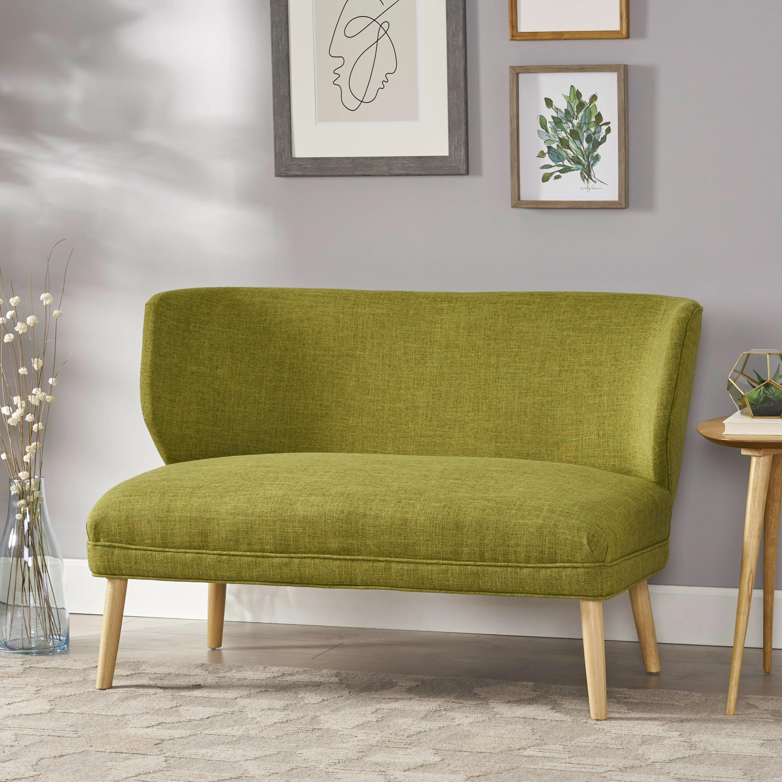 Dumont Mid Century Modern Fabric Settee - furnishings