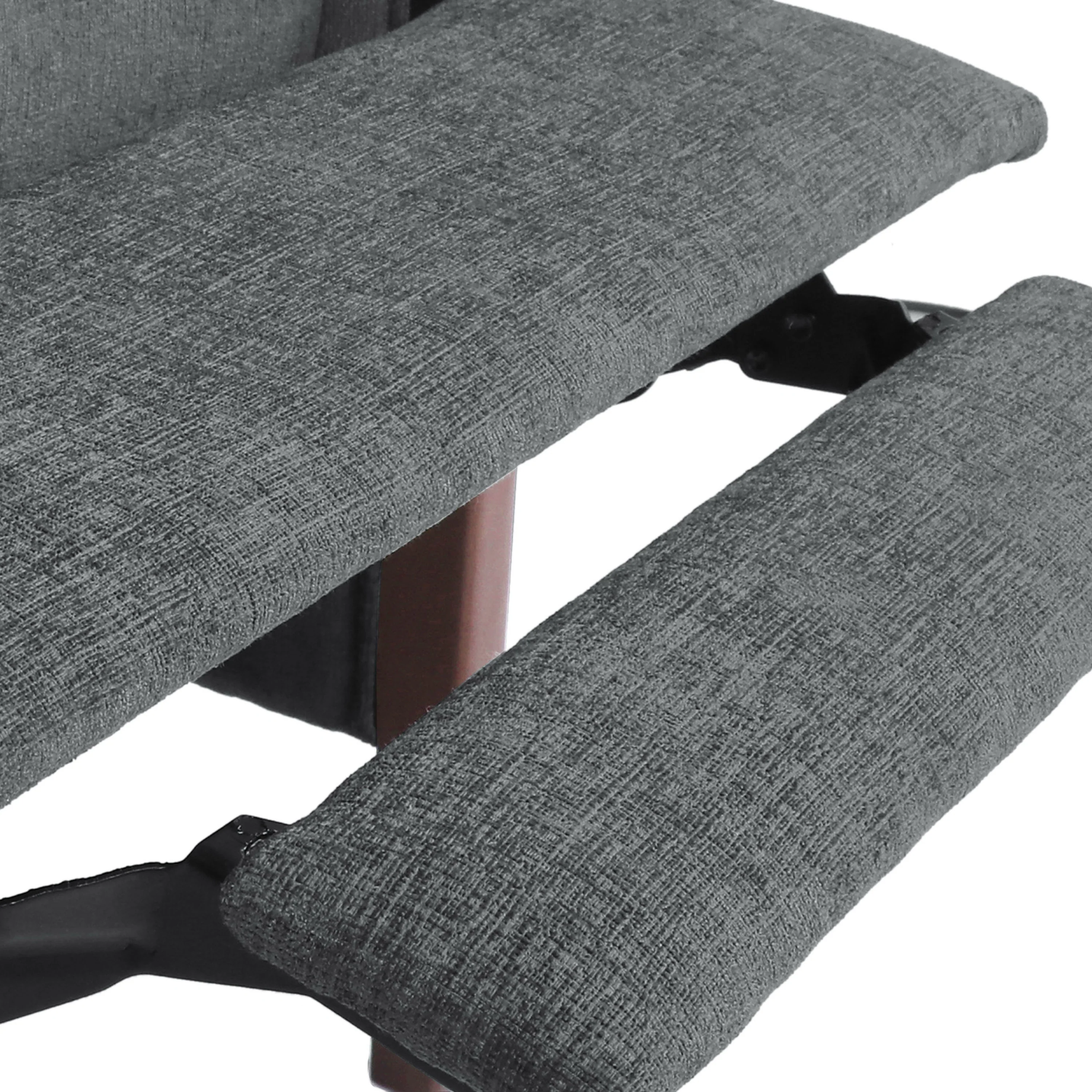 Mendota Mid Century Modern Fabric Channel Stitch Wood Pushback Recliners, Set of 2 - furnishings