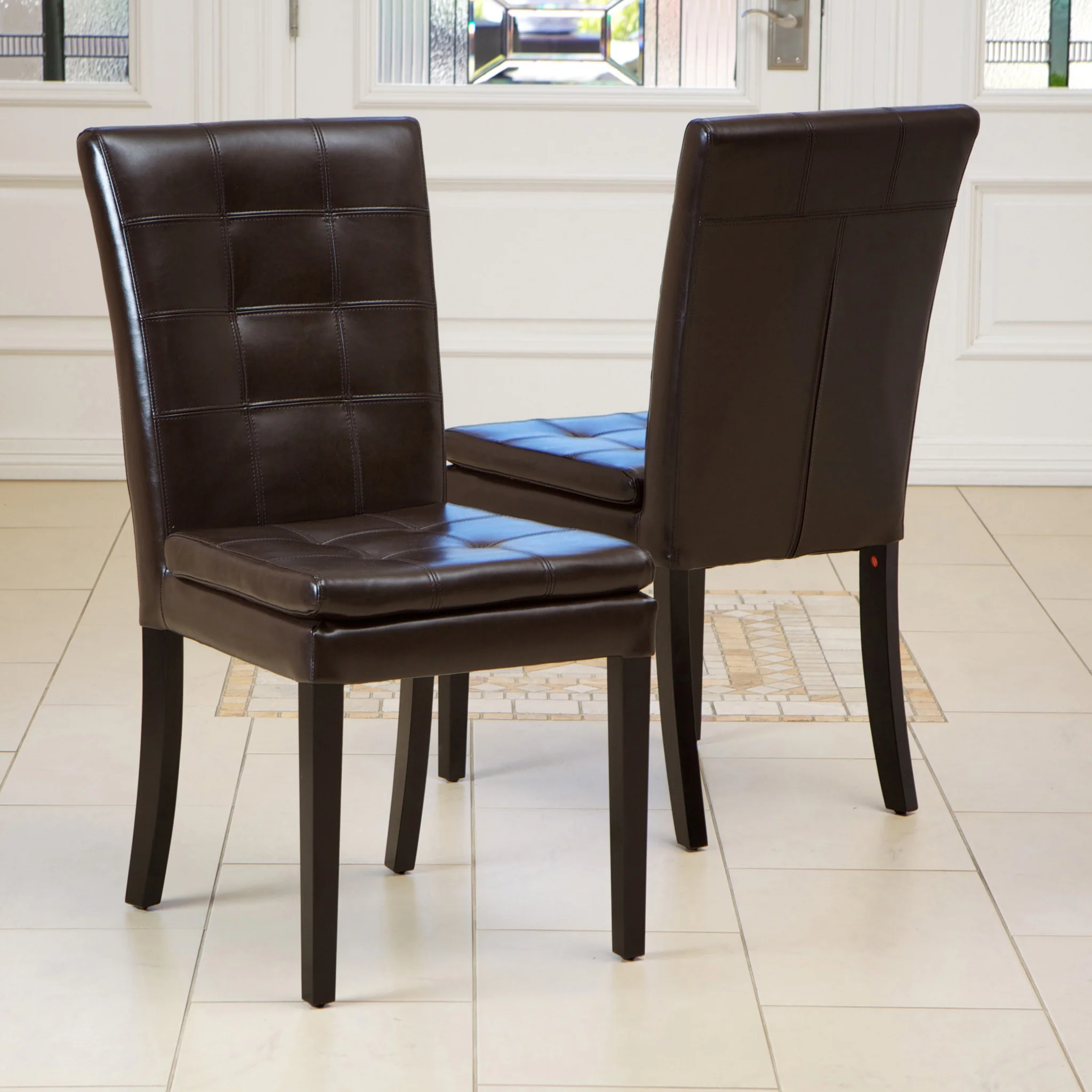 Barrington Contemporary Tufted Bonded Leather Dining Chairs (Set of 2) - furnishings