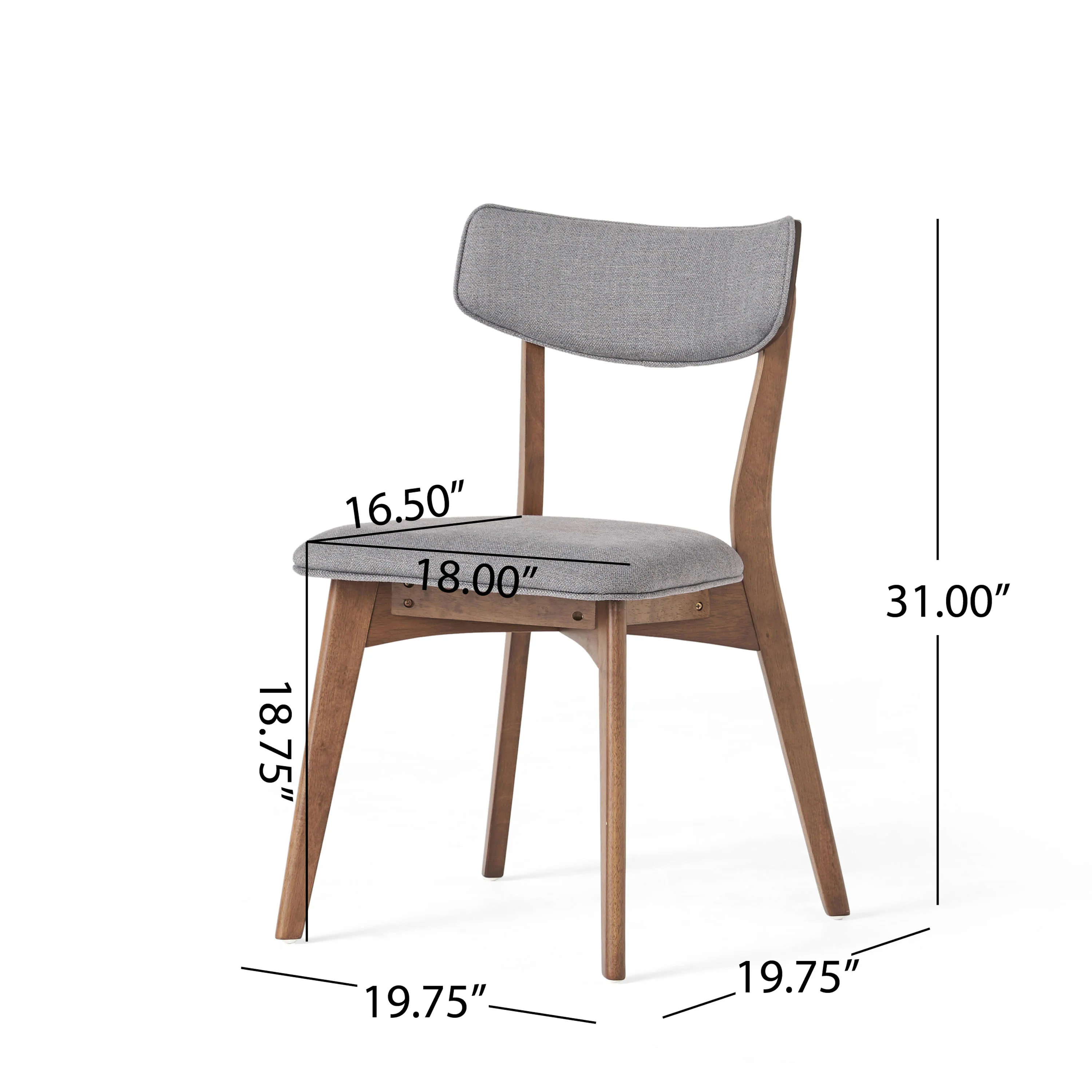 Wrene Mid-Century Walnut Finished Frame Dining Chairs, Set of 4 - furnishings