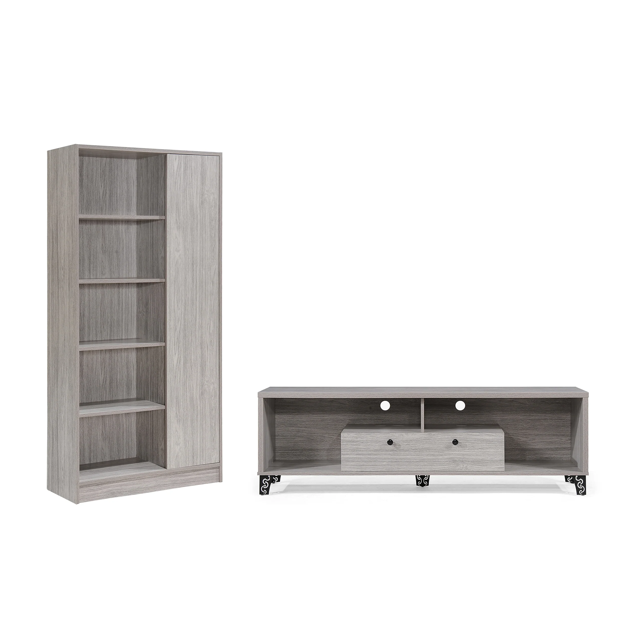 Voss Mid Century 2 Piece TV Stand & Bookcase Set - furnishings