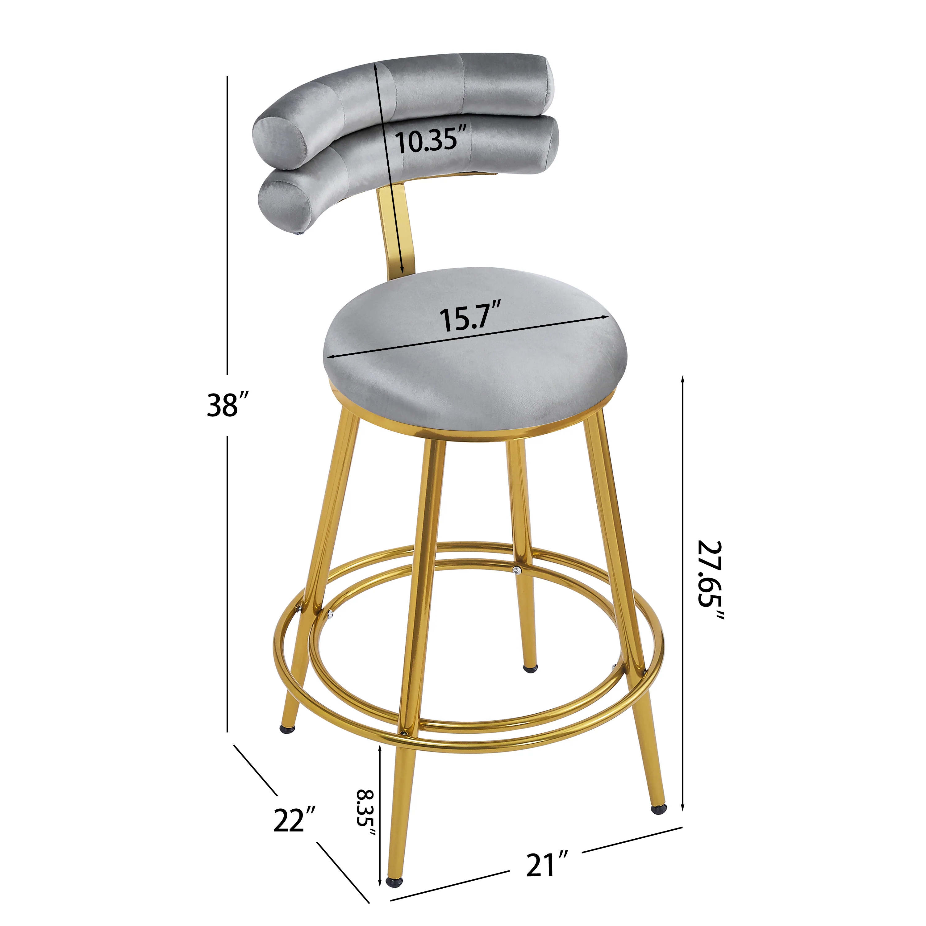 Jaspere Velvet Upholstery Counter Stools, Set of 2 - furnishings