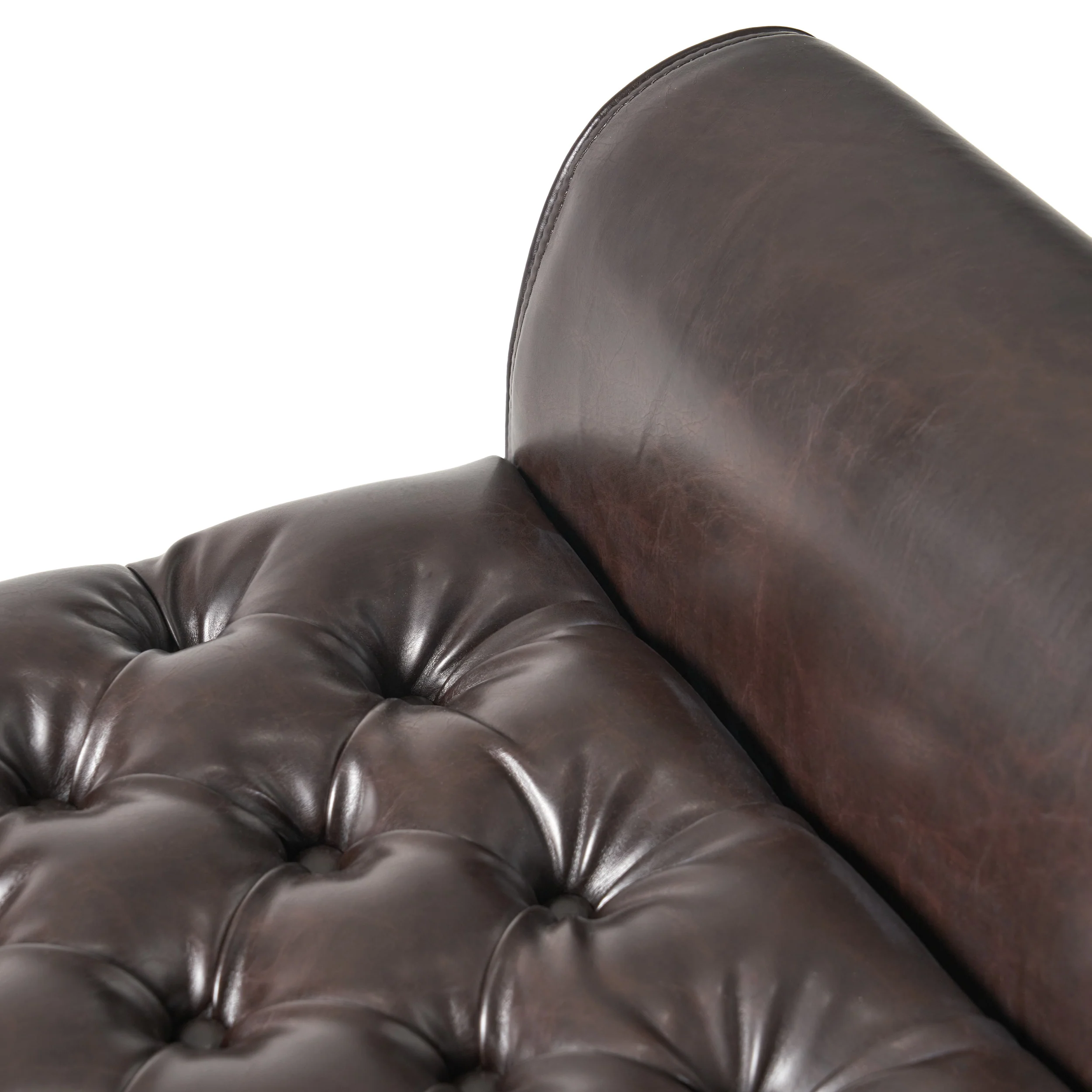 Charlemagne Rolled Arm Tufted Leather Storage Ottoman Bench - furnishings
