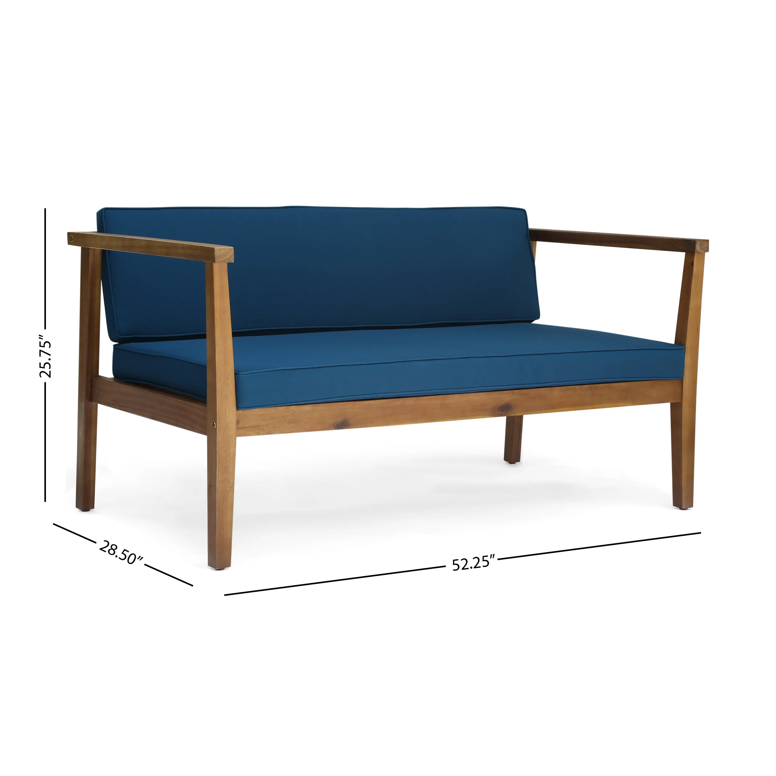 Maddox Outdoor 4-Seater Acacia Wood Chat Set with Coffee Table - furnishings