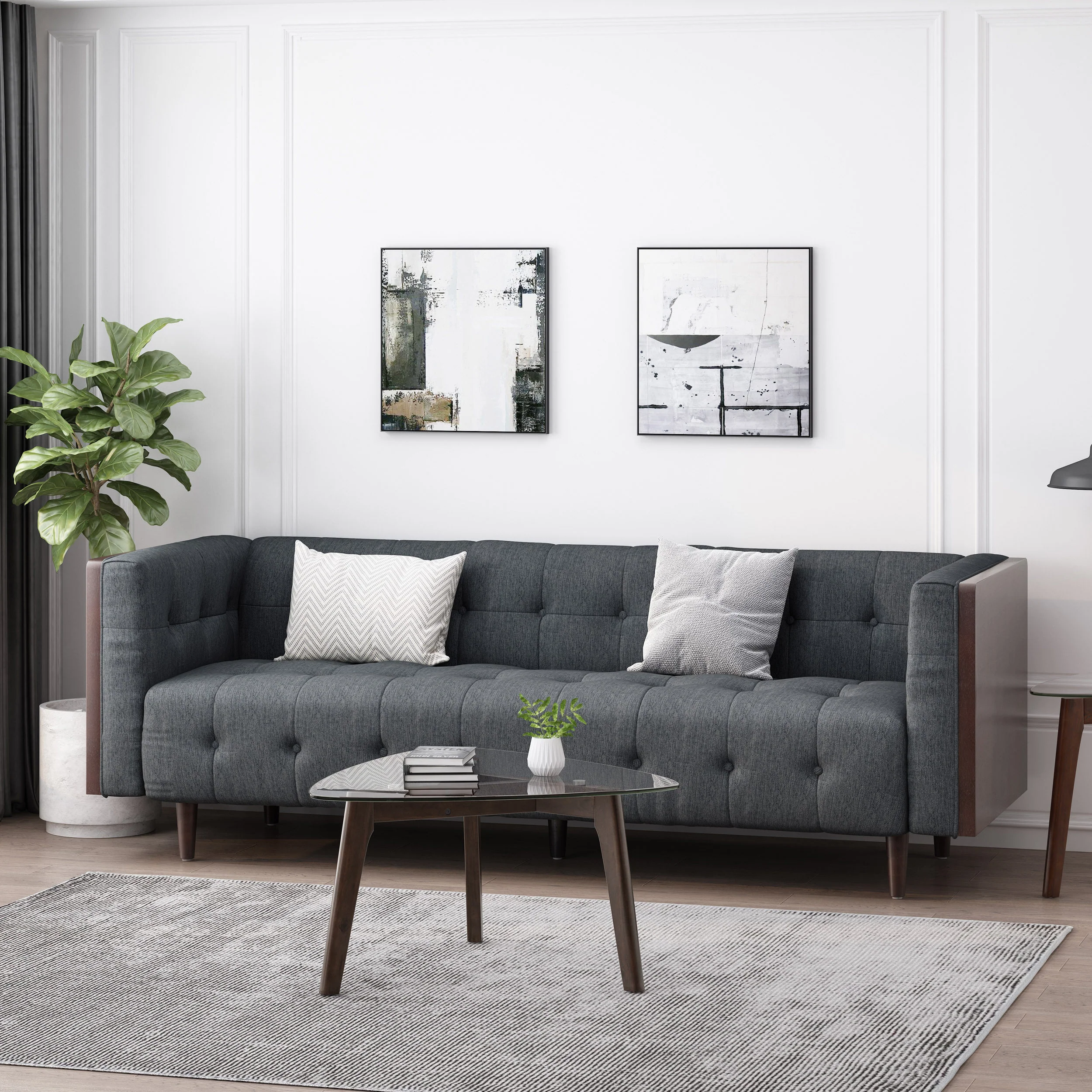Croton Contemporary Tufted 3 Seater Sofa - furnishings