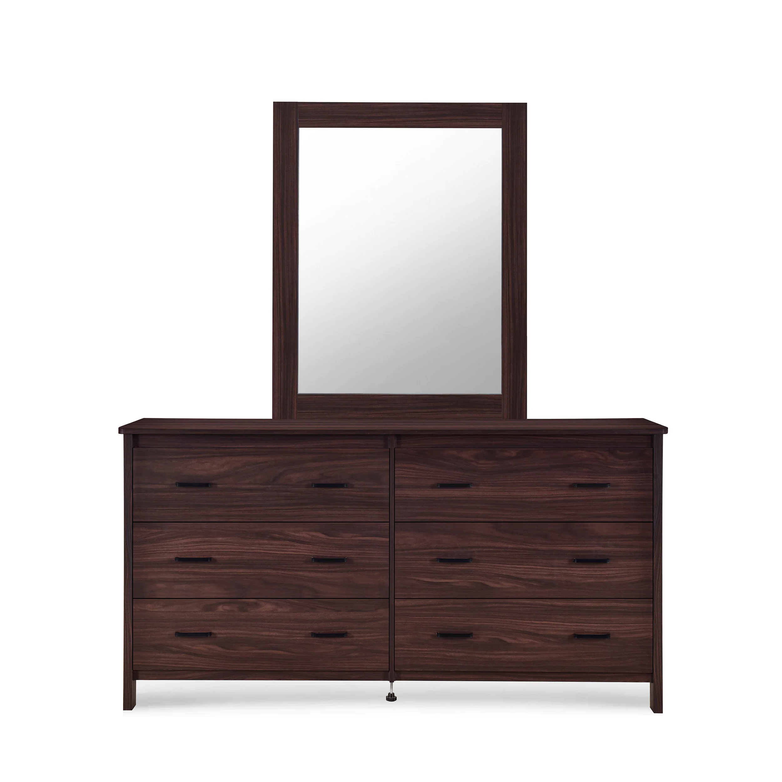 Titeca Contemporary 6 Drawer Vanity Dresser with Rectangular Mirror - furnishings