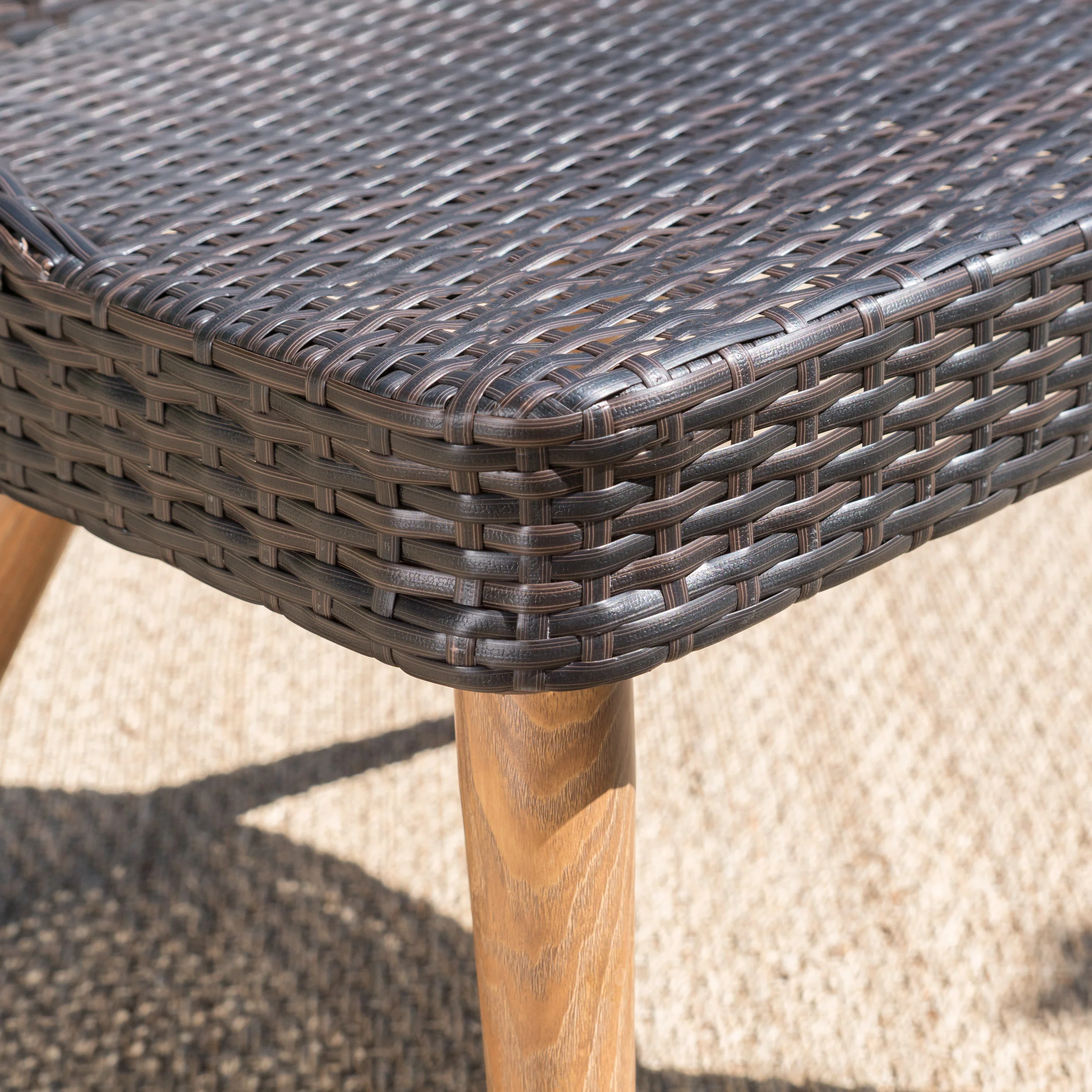 Othon Outdoor 5 Piece Multi-brown Wicker Dining Set with Table and Chairs - furnishings