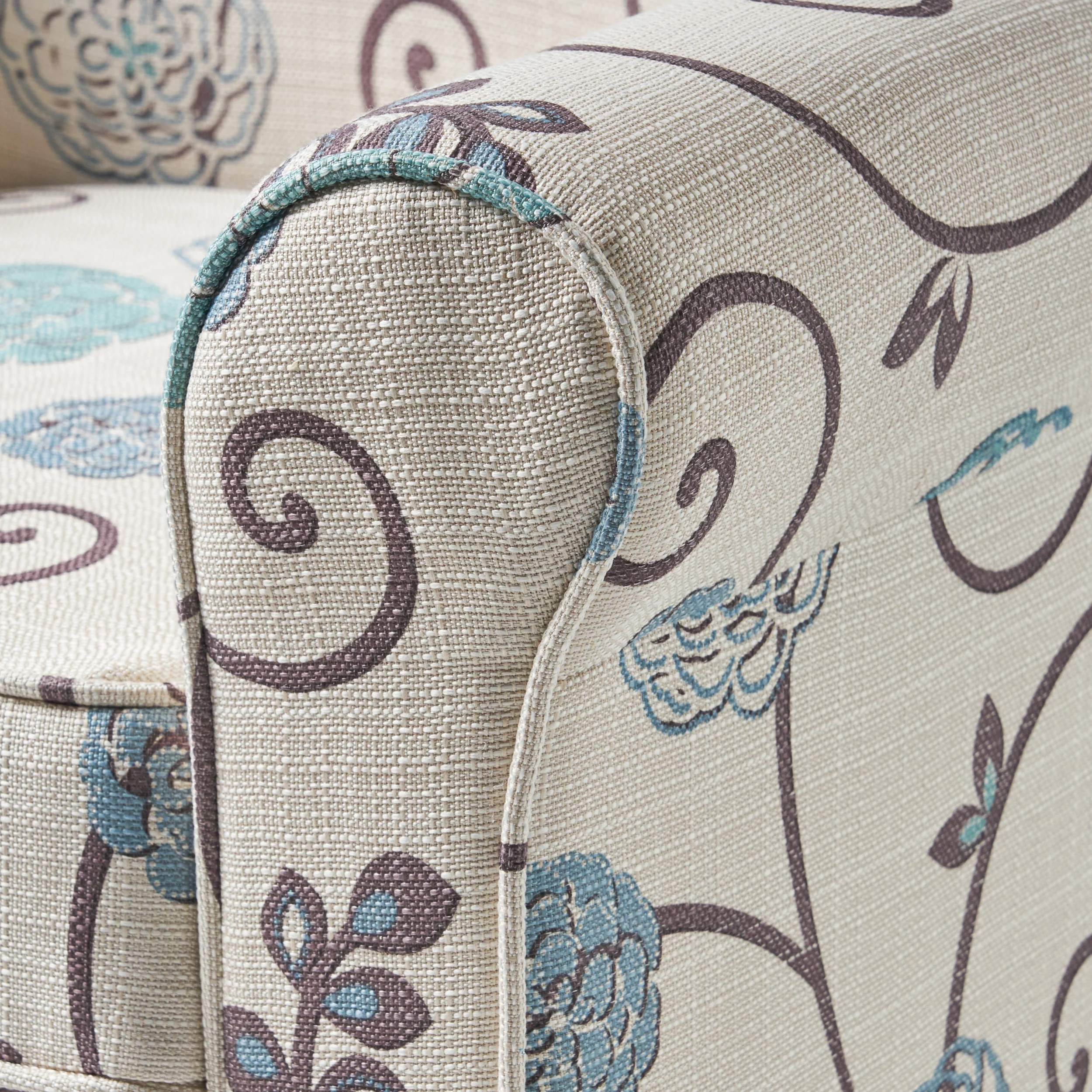 Roseville Scrolled Back Floral Print Fabric Club Chair - furnishings