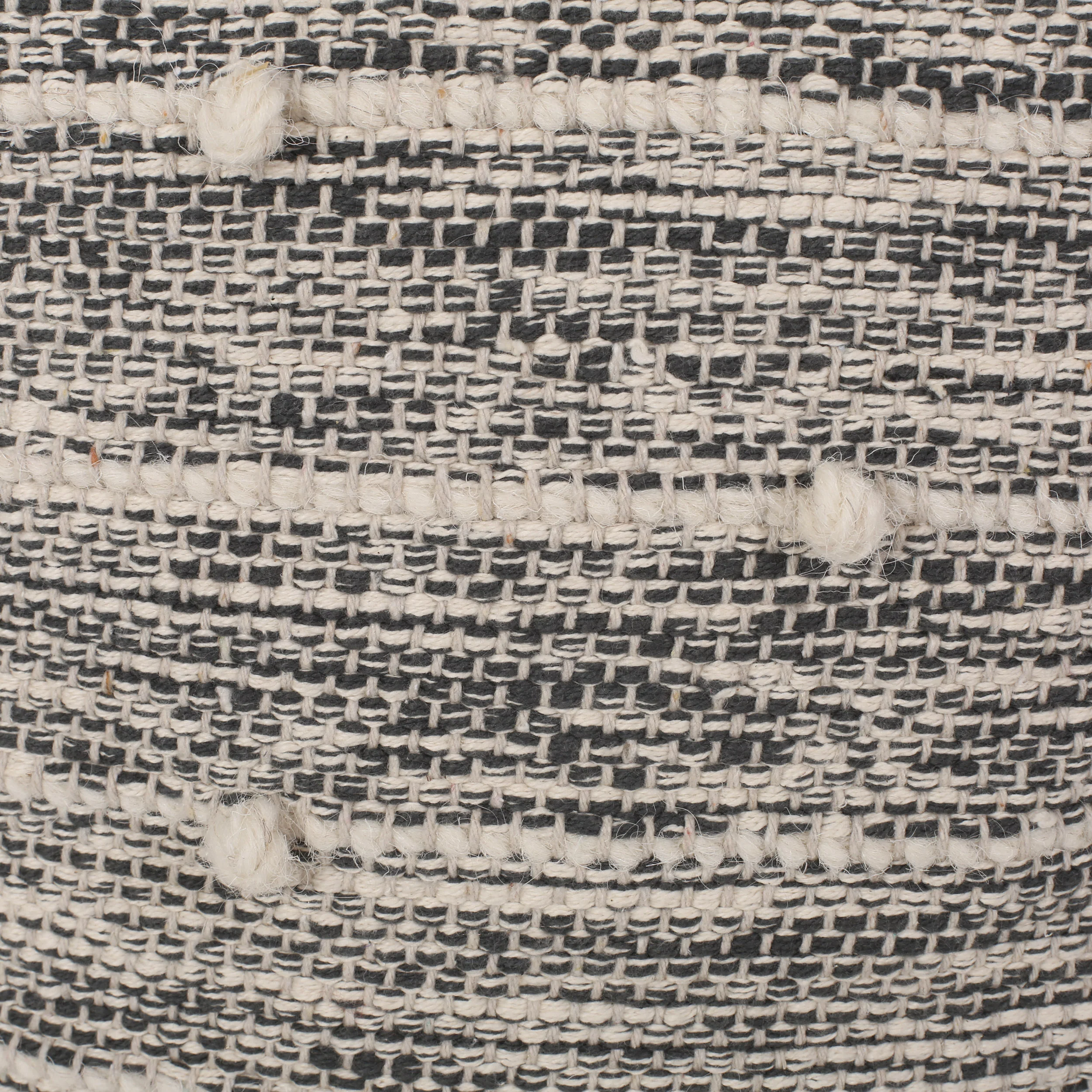 Shurley Parham Boho Handcrafted Fabric Cube Pouf, Ivory and Gray - furnishings