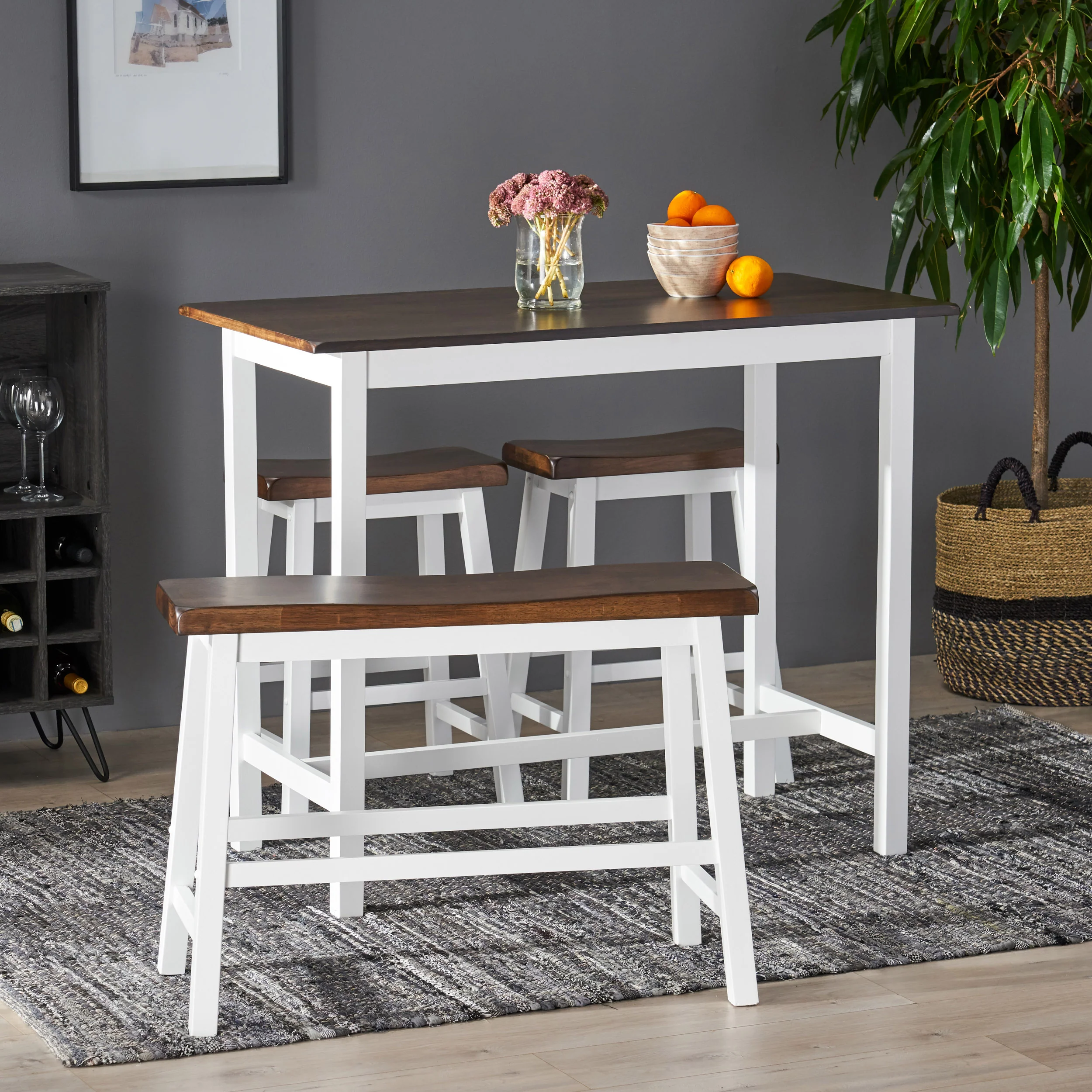 Toluca Farmhouse 4 Seater Bar Dining Set - furnishings