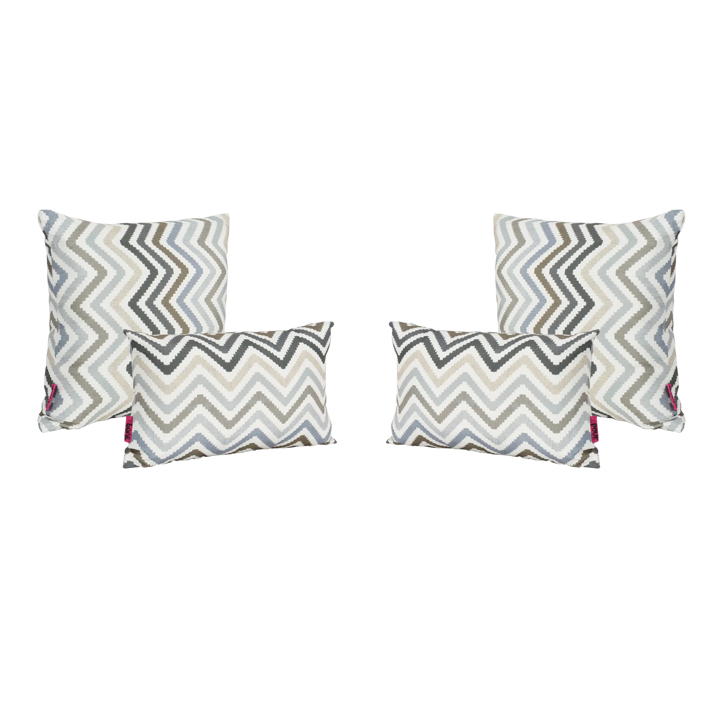 Kimpton Outdoor Zig Zag Striped Water Resistant Tasseled Square and Rectangular Throw Pillows (Set of 4) - furnishings