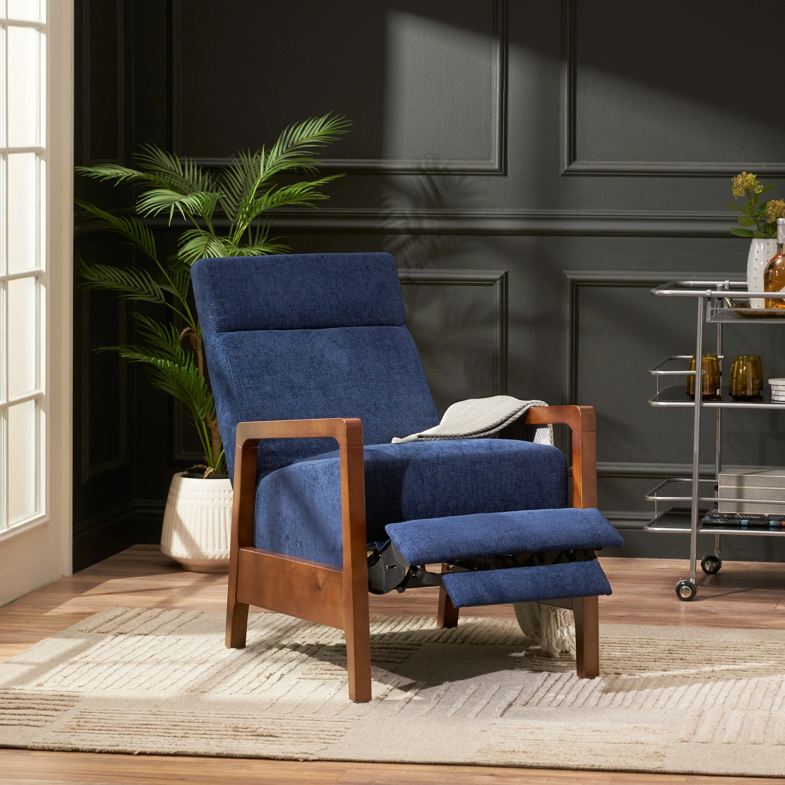 Castner Contemporary Fabric Waterfall Back Pushback Recliner - furnishings