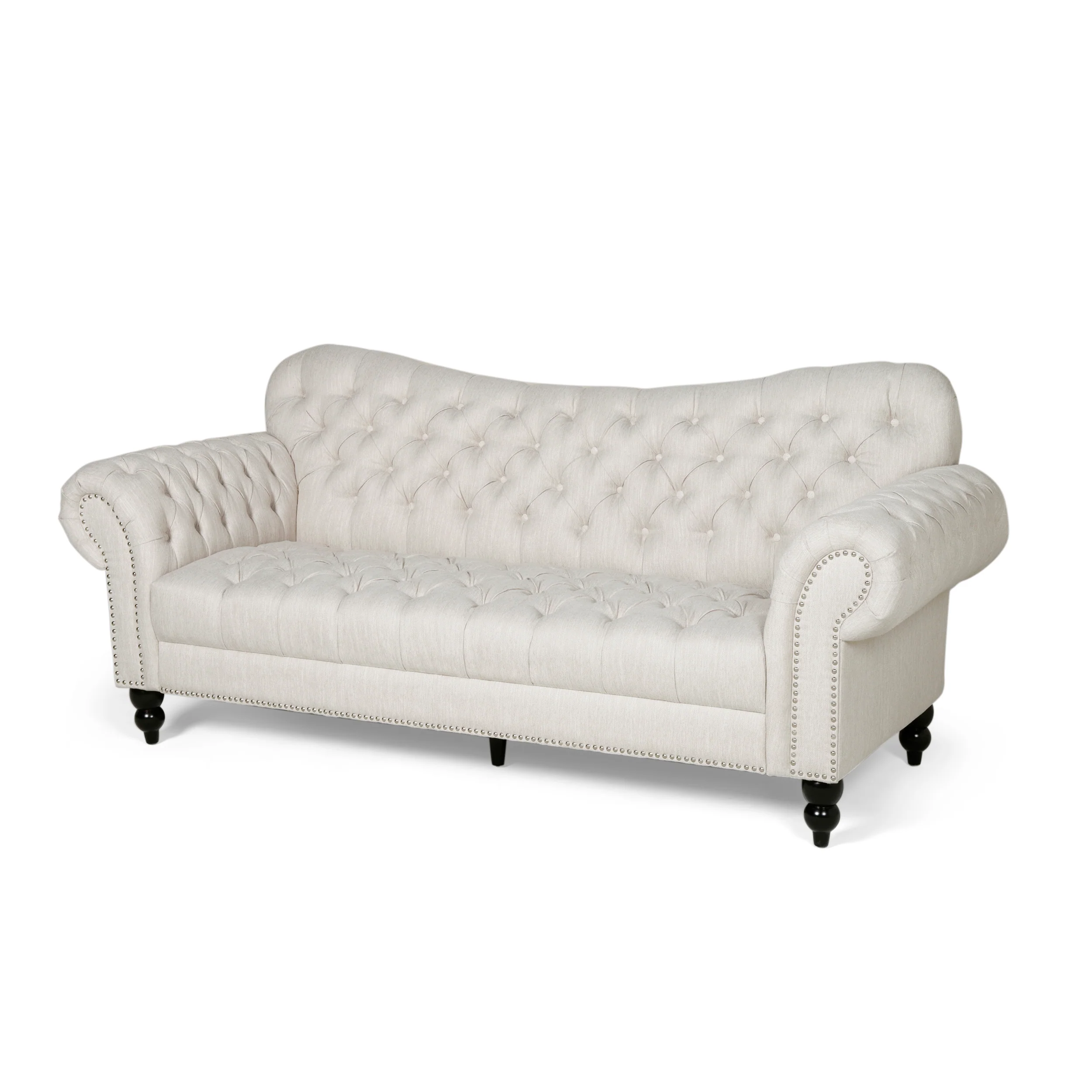Emeric Chesterfield Button Tufted Fabric 3 Seater Sofa - furnishings