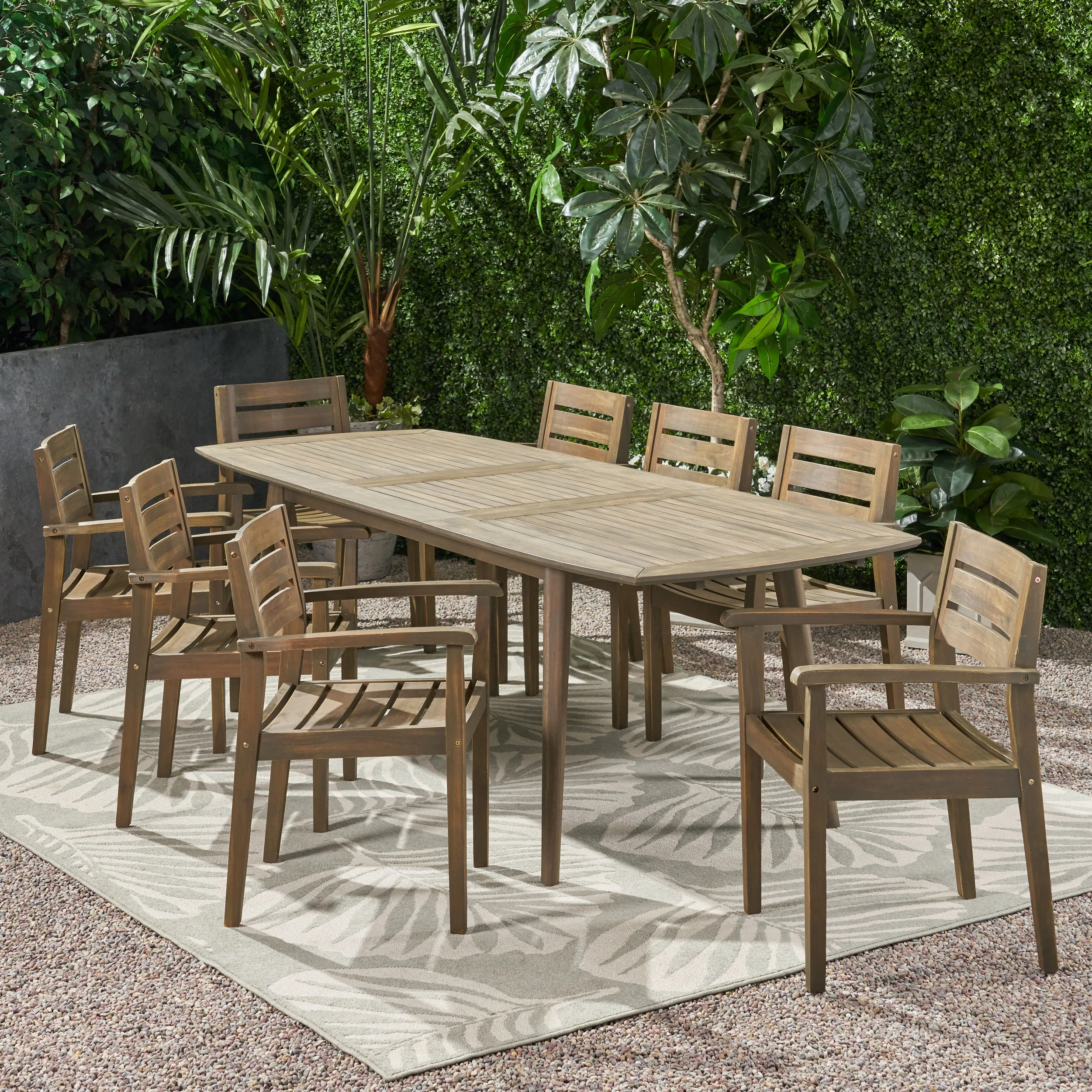 Stanford Outdoor Acacia Wood Expandable 8 Seater Dining Set - furnishings