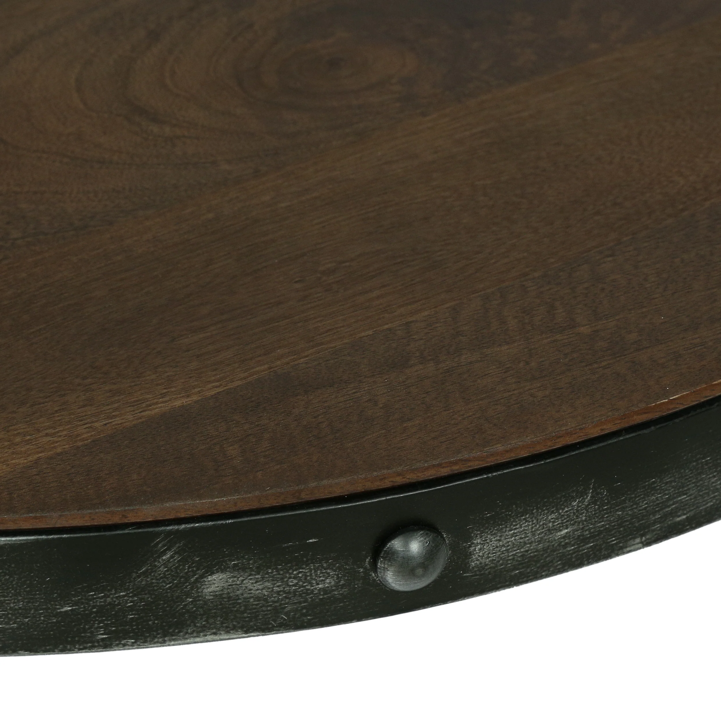 Clopton Modern Industrial Handcrafted Round Mango Wood Coffee Table, Brown and Antique Gunmetal - furnishings