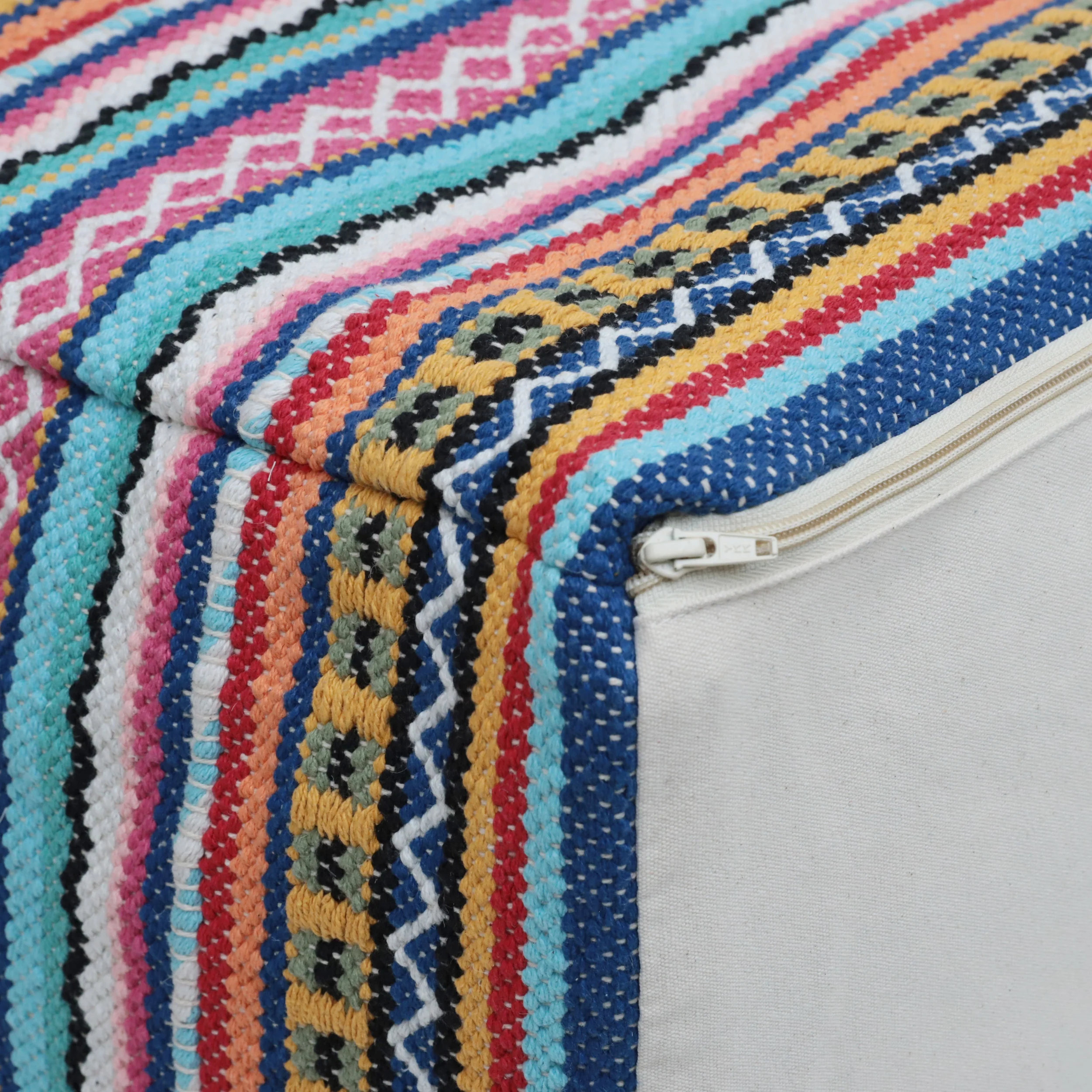 Hilliard Boho Handcrafted Peruvian Print Cube Pouf - furnishings