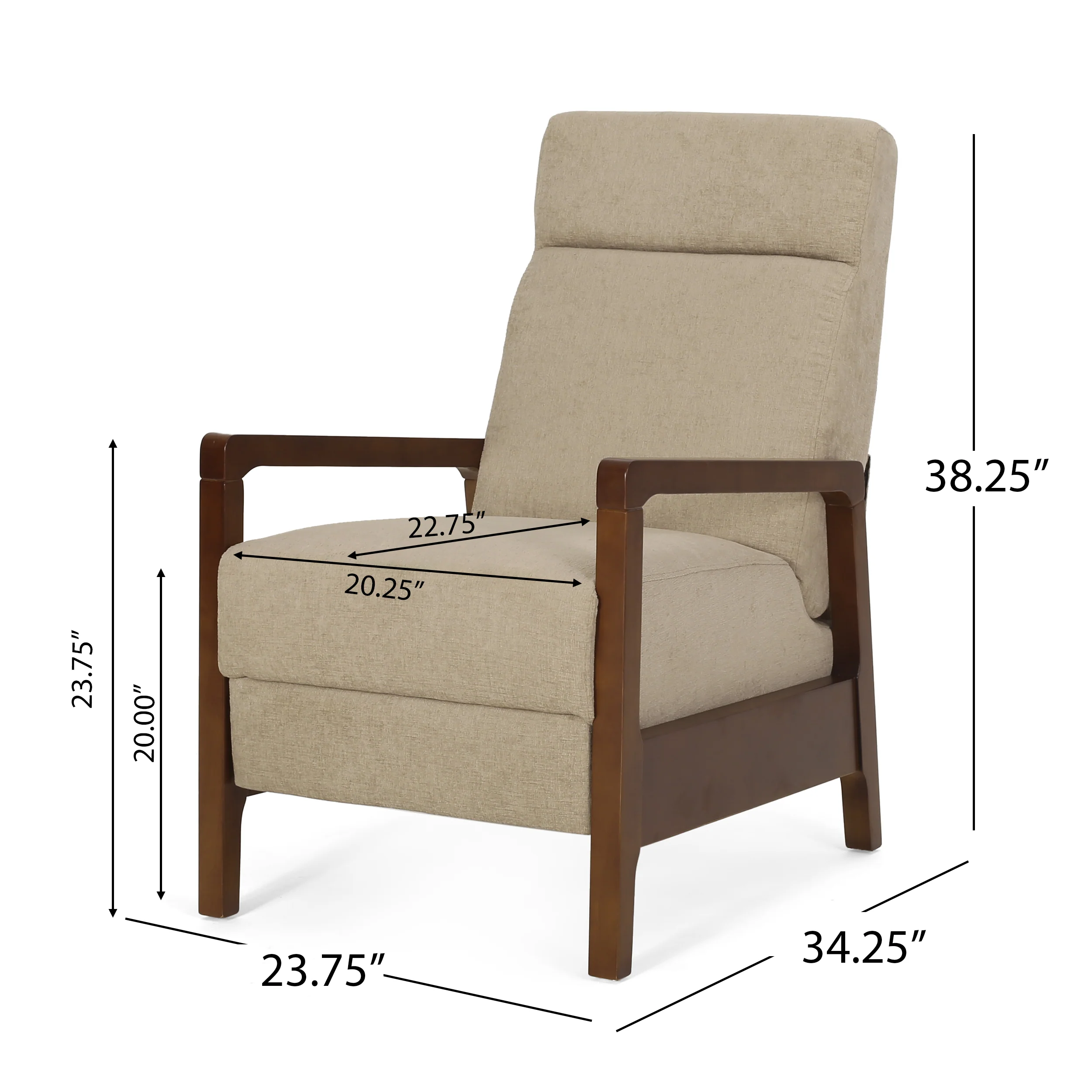 Castner Contemporary Fabric Waterfall Back Pushback Recliner - furnishings