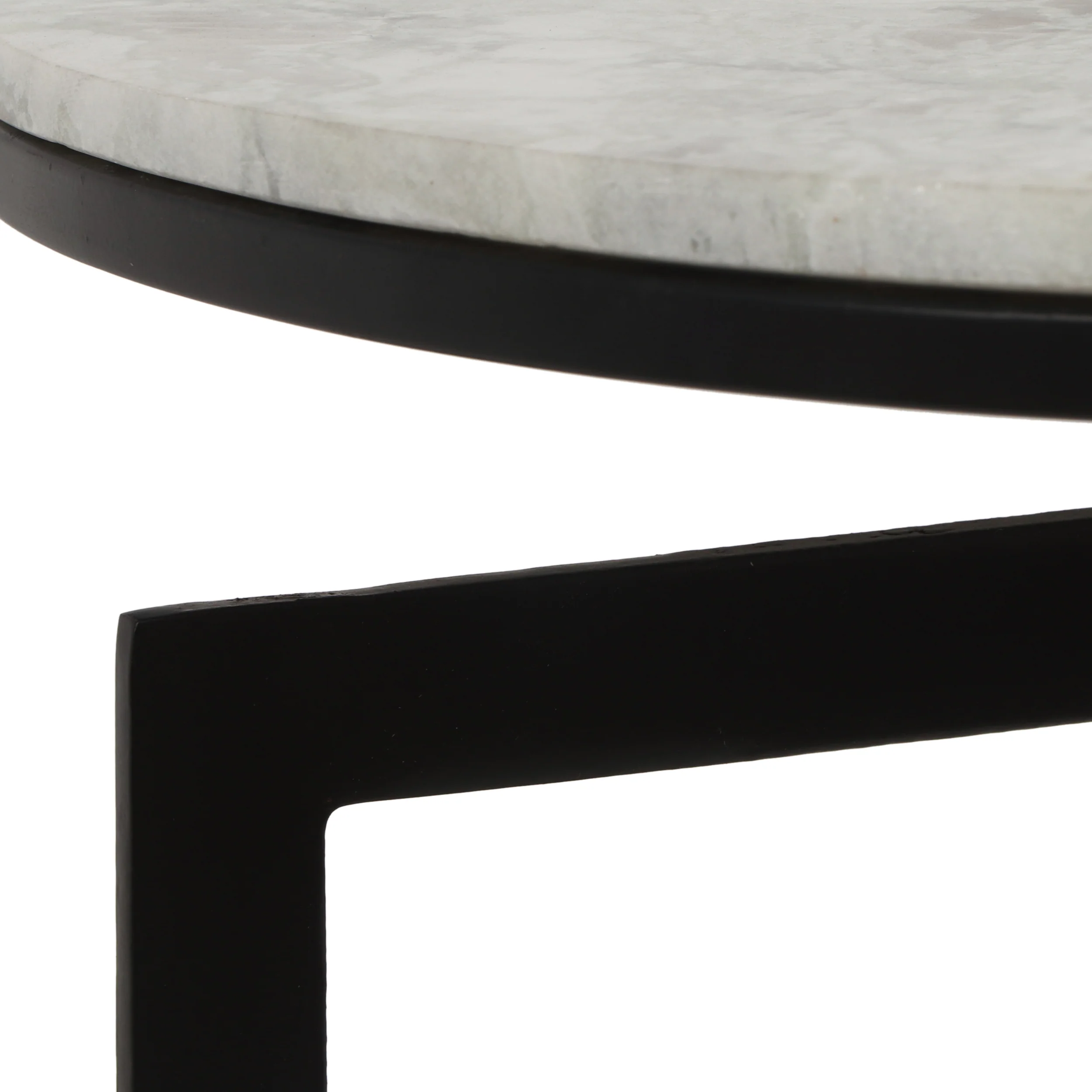 Pertica Modern Glam Handcrafted Marble Top Side Table, Natural White and Black - furnishings