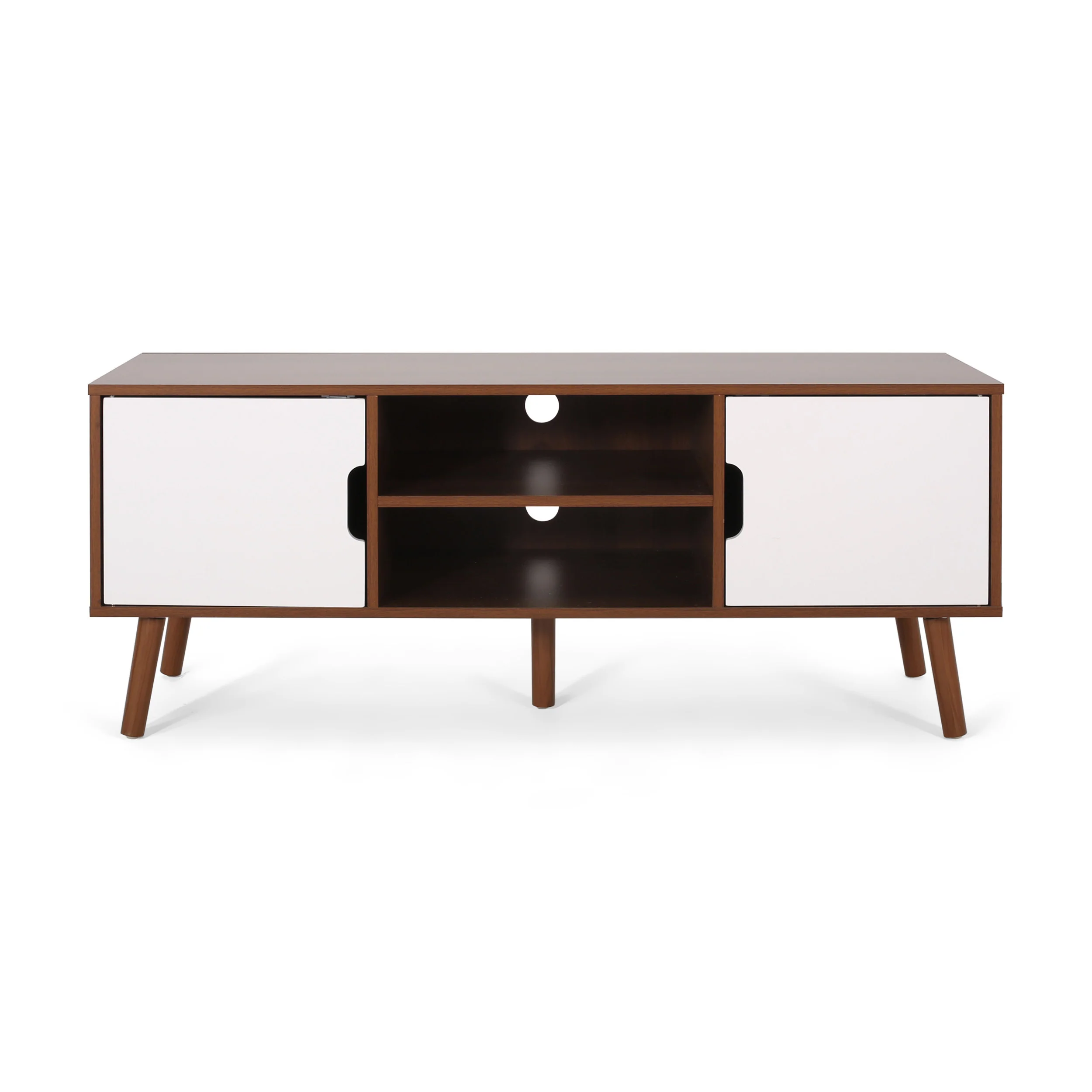 Aaditya Mid Century Modern 2 Cabinets & Shelves TV Stand - furnishings