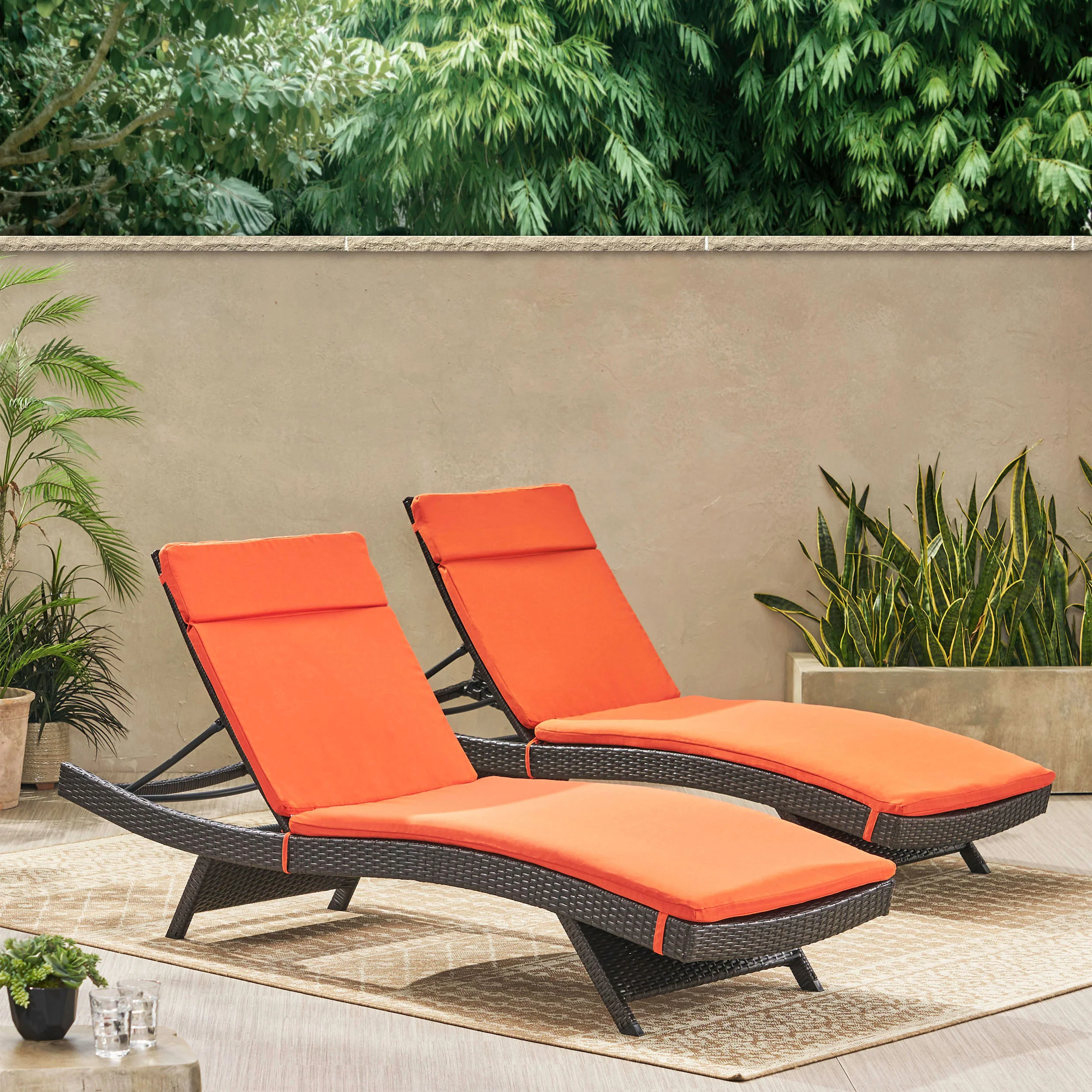 Albany Outdoor Water-Resistant Fabric Chaise Lounge Cushions (Set of 2) - furnishings